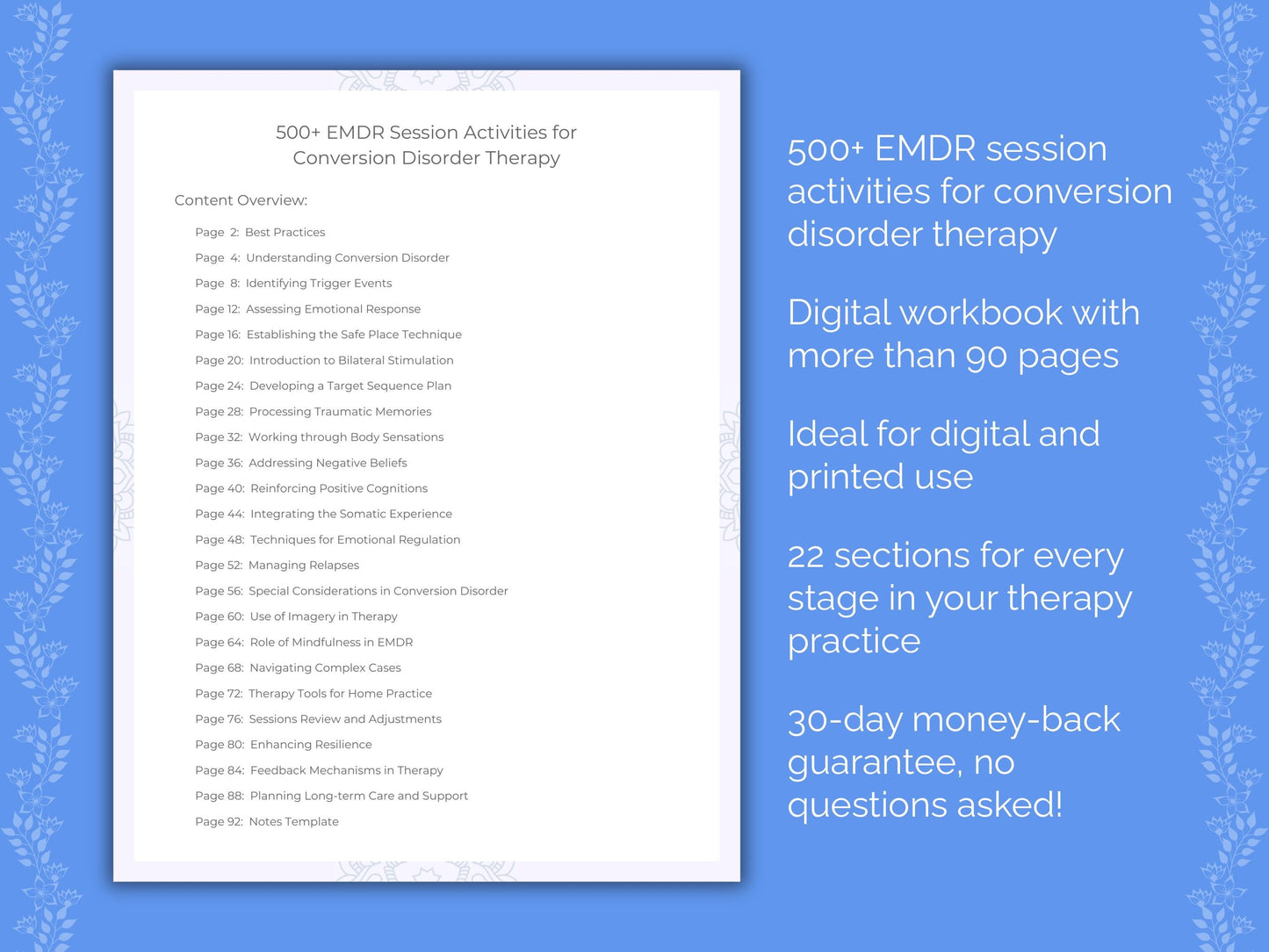 Conversion Disorder Eye Movement Desensitization and Reprocessing (EMDR) Therapist Worksheets