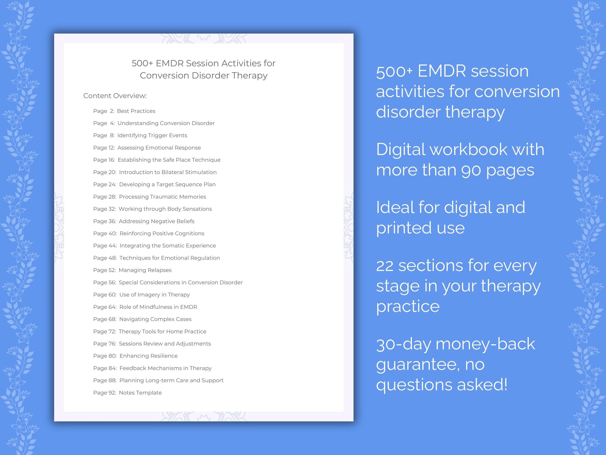 Conversion Disorder Eye Movement Desensitization and Reprocessing (EMDR) Therapist Worksheets