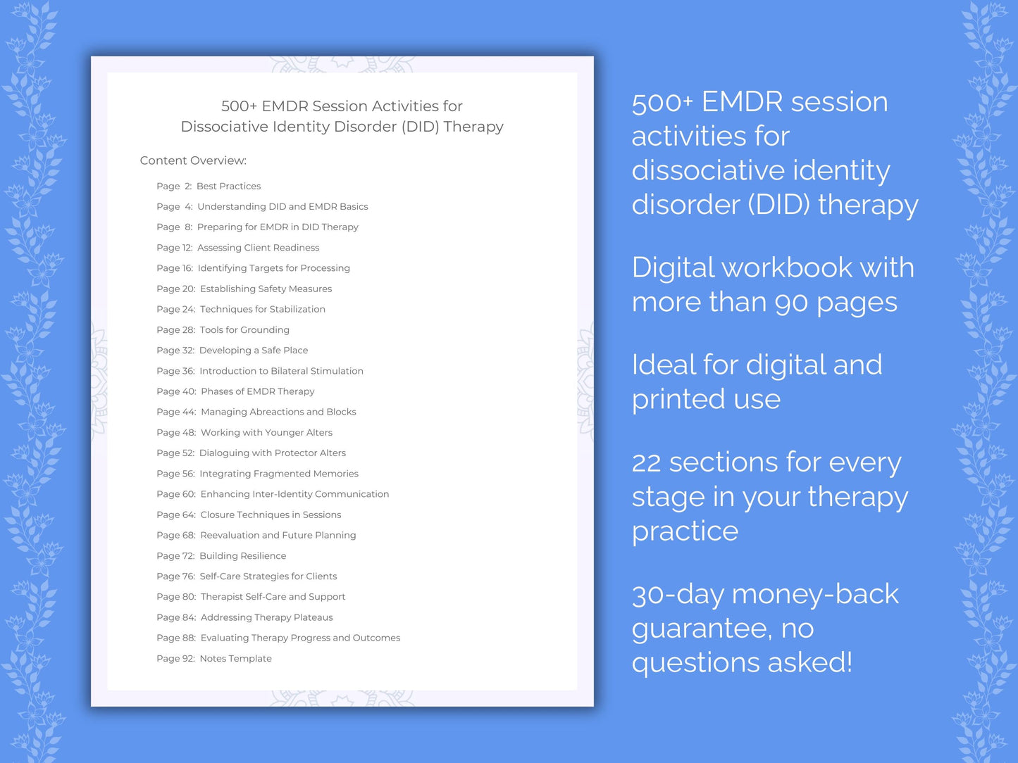 Dissociative Identity Disorder (DID) Eye Movement Desensitization and Reprocessing (EMDR) Therapist Worksheets