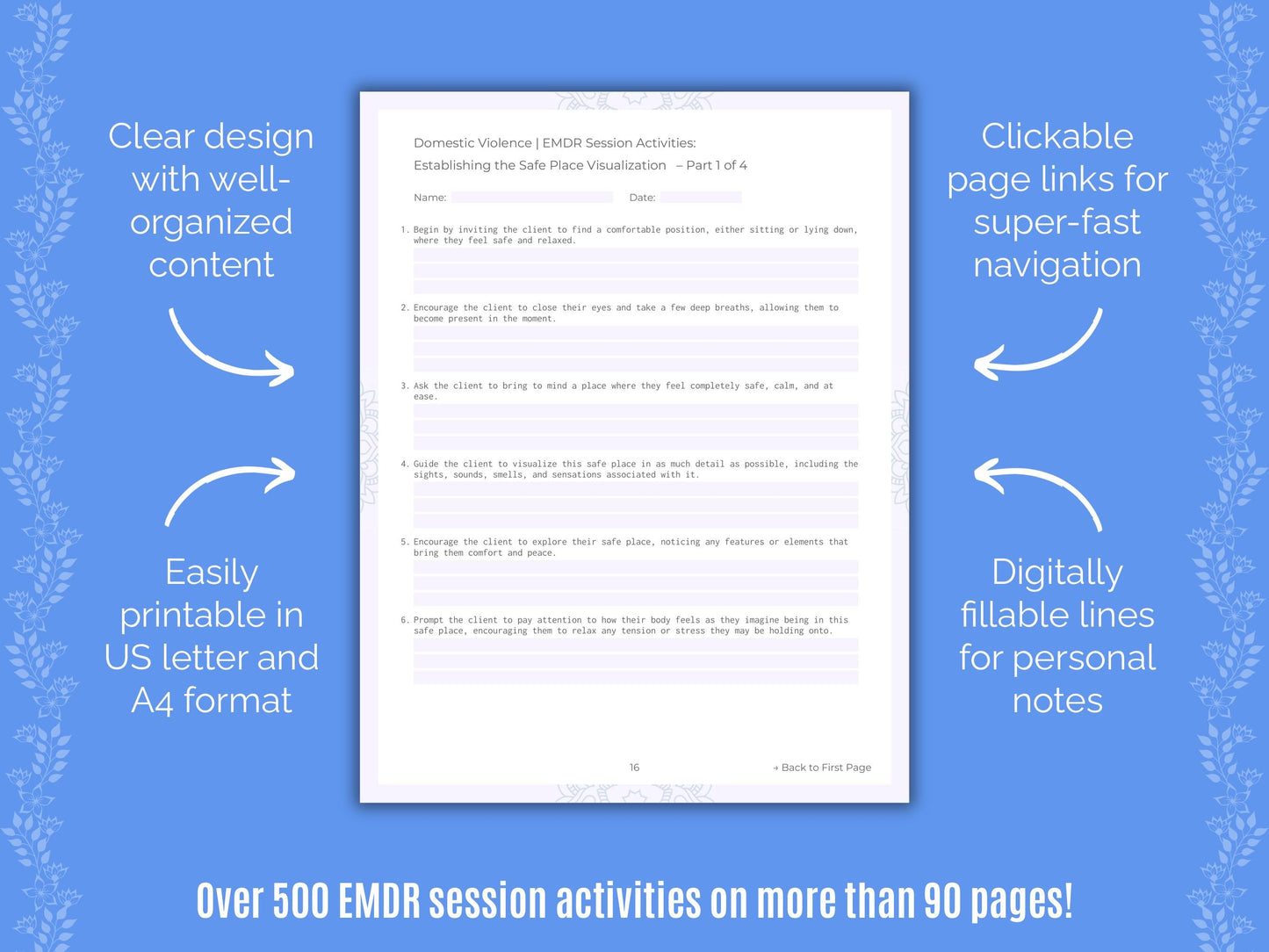 Domestic Violence Eye Movement Desensitization and Reprocessing (EMDR) Counseling Templates