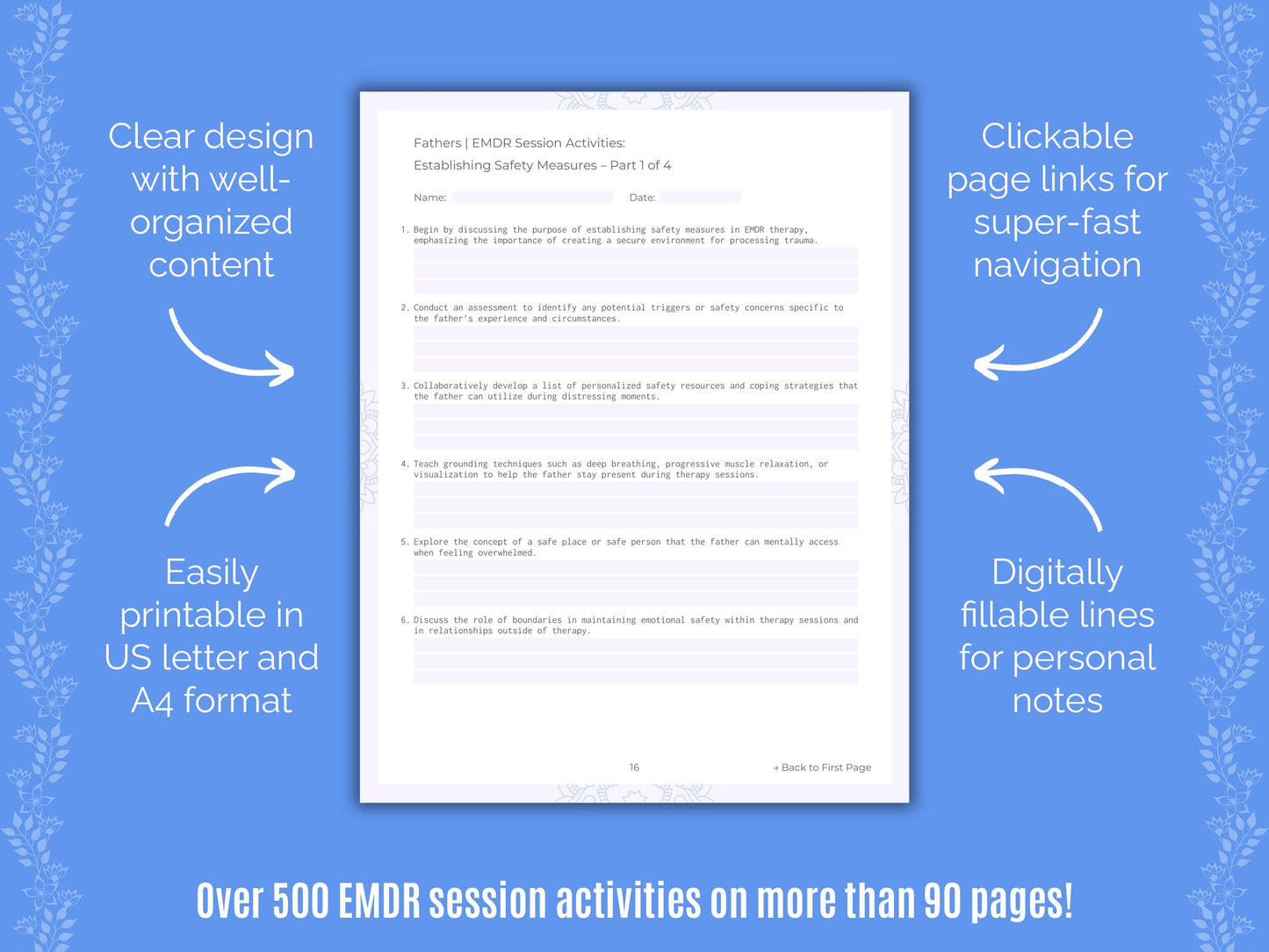 Fathers Eye Movement Desensitization and Reprocessing (EMDR) Counseling Templates