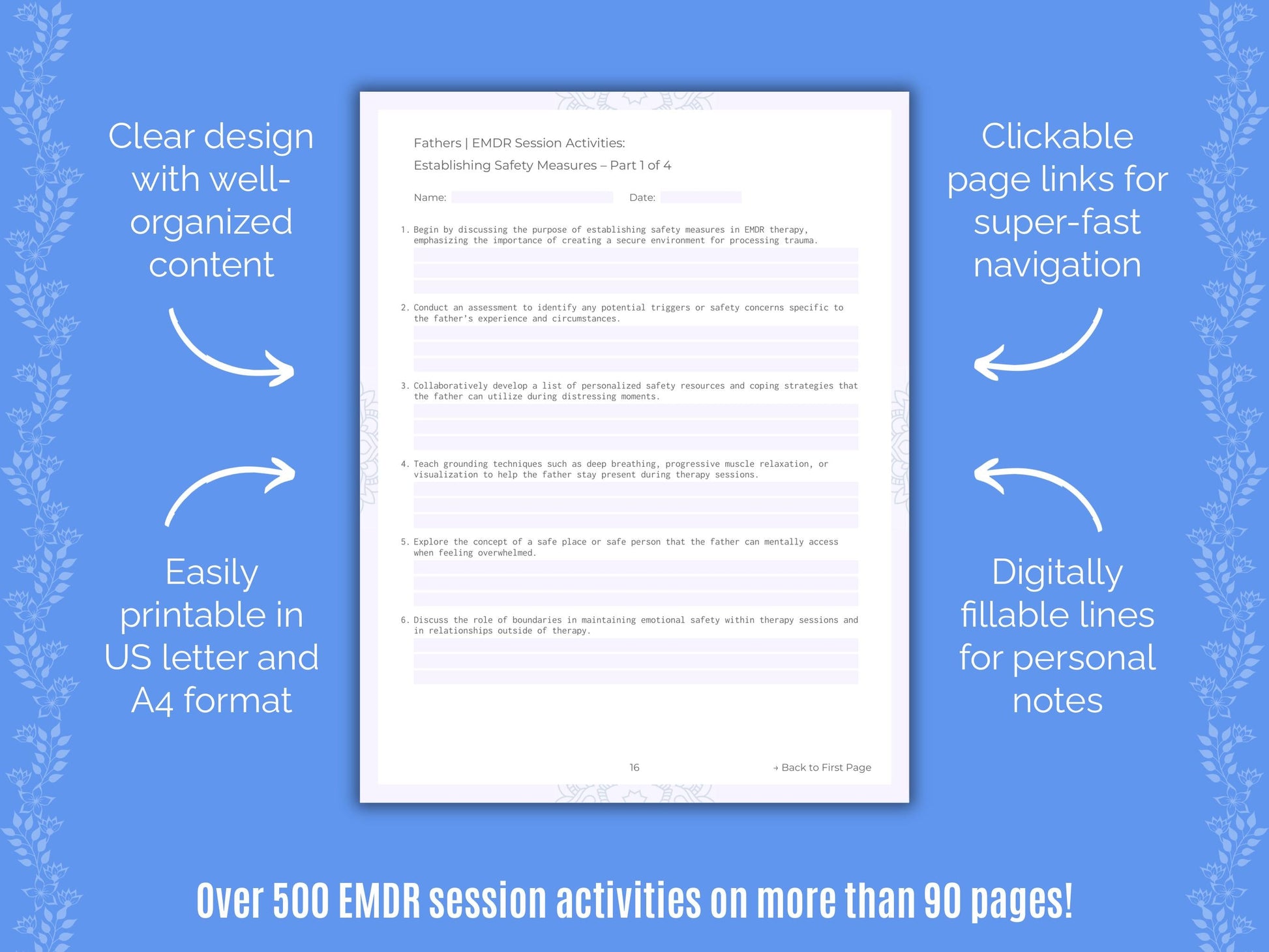 Fathers Eye Movement Desensitization and Reprocessing (EMDR) Counseling Templates