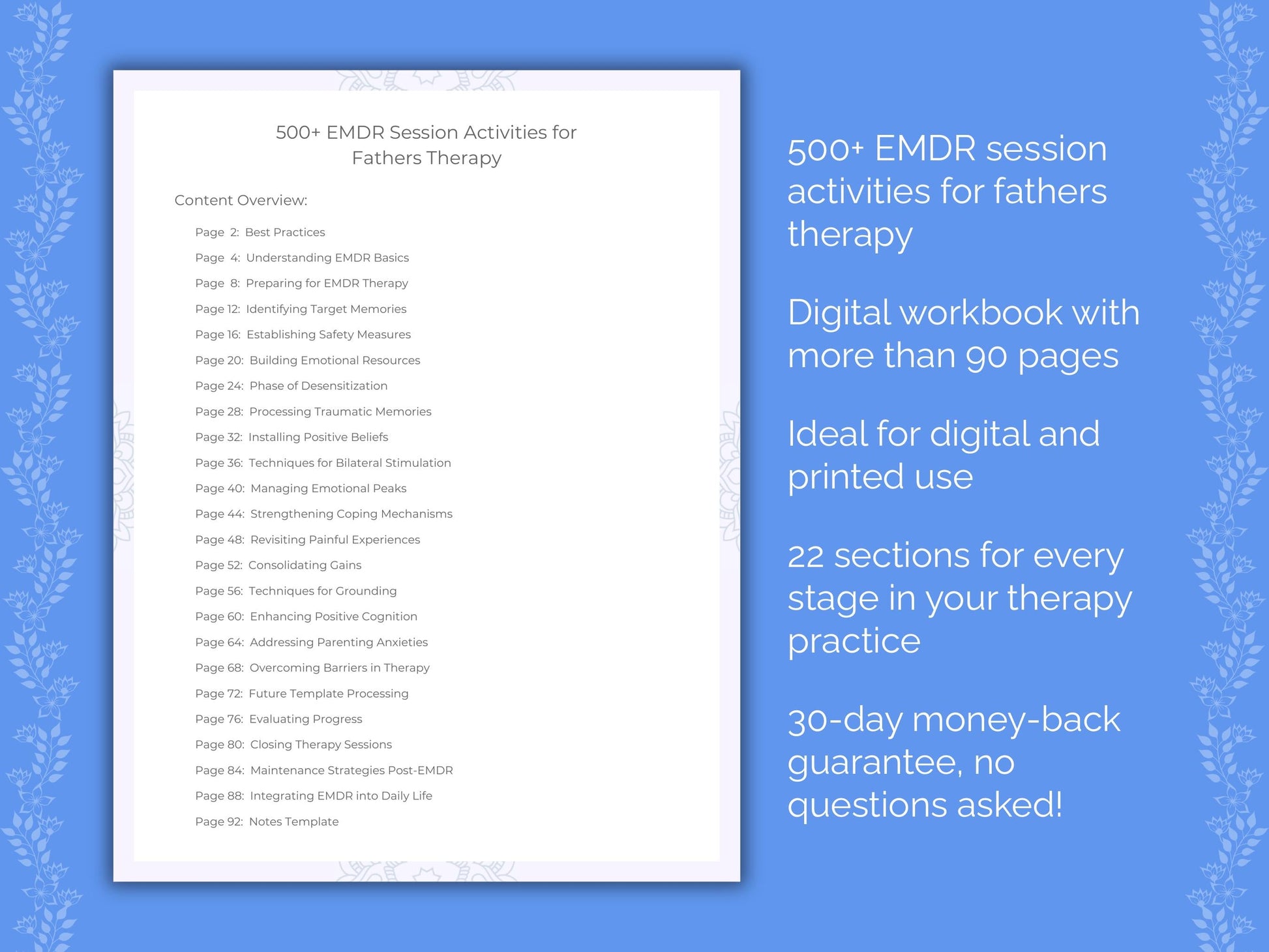 Fathers Eye Movement Desensitization and Reprocessing (EMDR) Therapist Worksheets