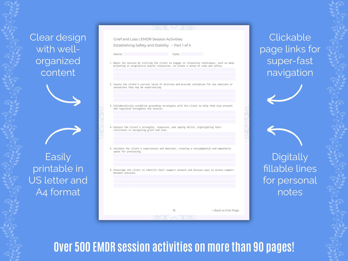 Grief and Loss Eye Movement Desensitization and Reprocessing (EMDR) Counseling Templates