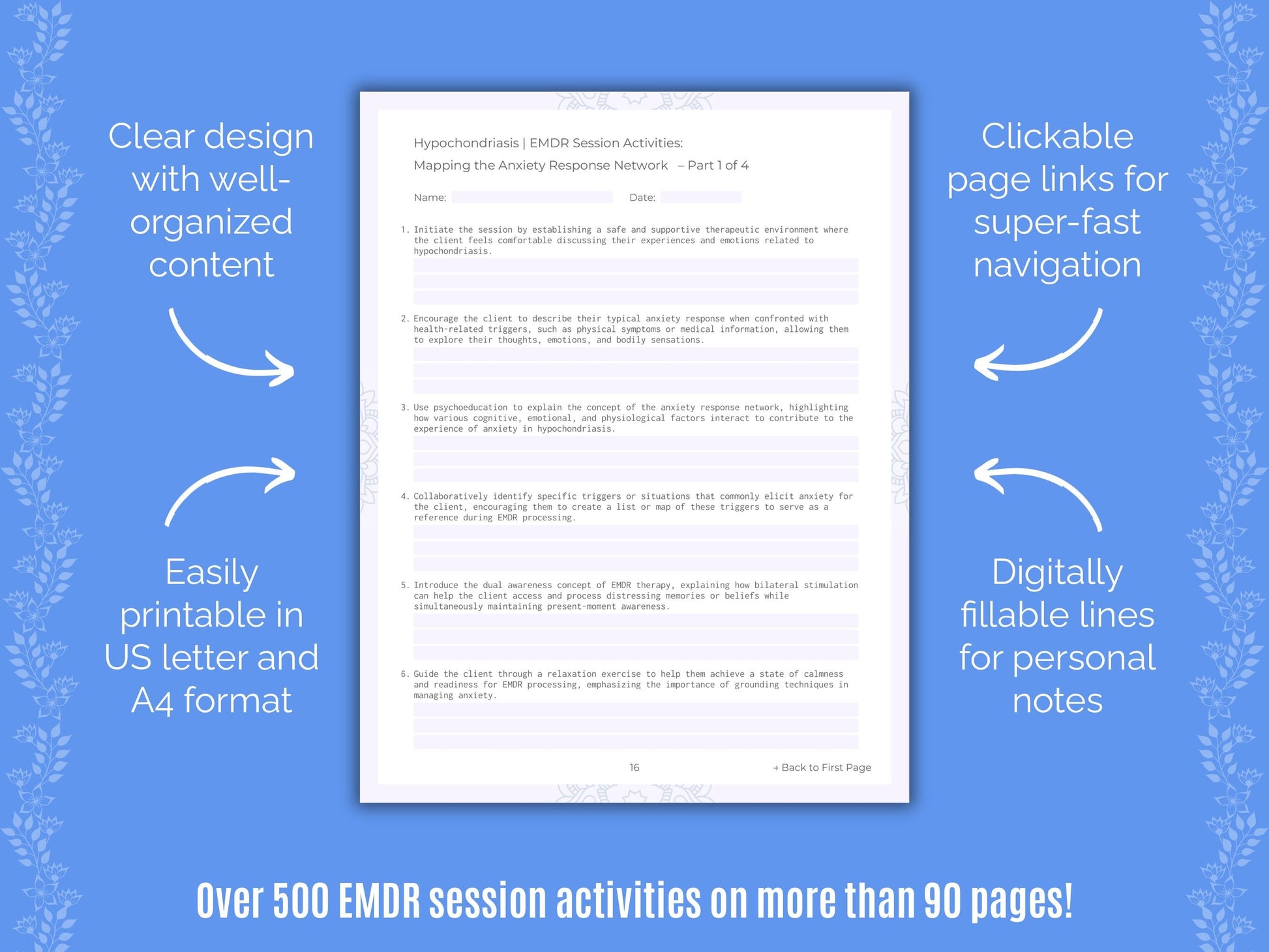 Hypochondriasis Eye Movement Desensitization and Reprocessing (EMDR) Counseling Templates