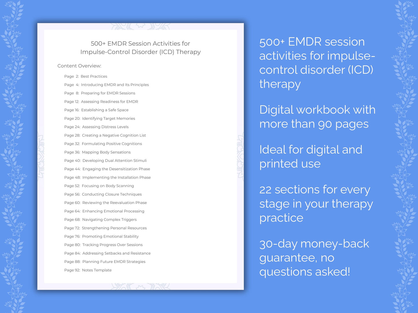 Impulse-Control Disorder (ICD) Eye Movement Desensitization and Reprocessing (EMDR) Therapist Worksheets