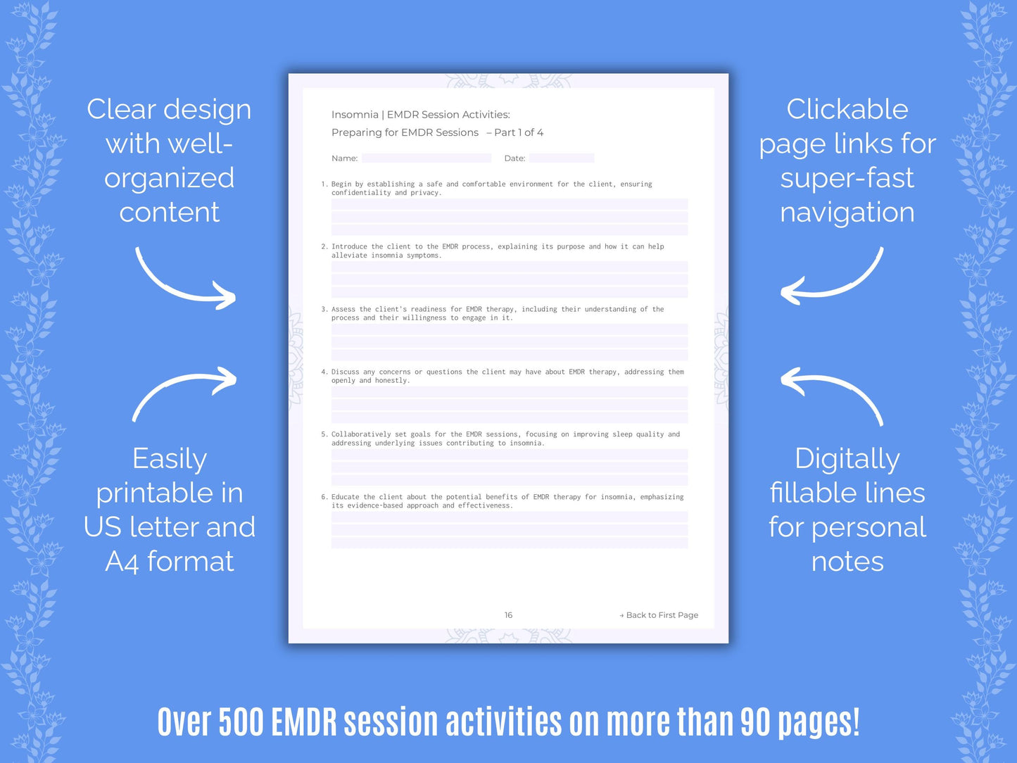 Insomnia Eye Movement Desensitization and Reprocessing (EMDR) Counseling Templates