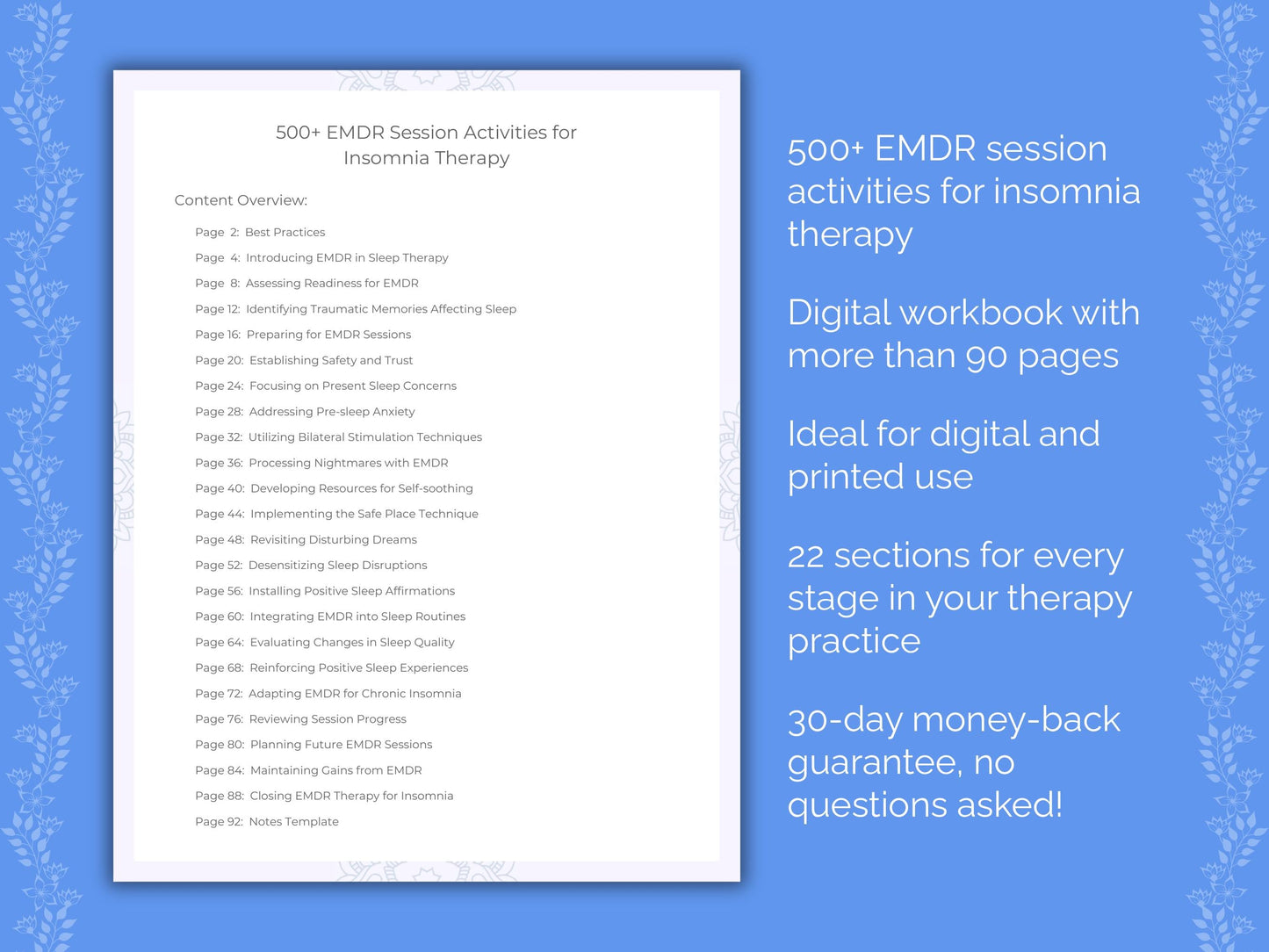 Insomnia Eye Movement Desensitization and Reprocessing (EMDR) Therapist Worksheets