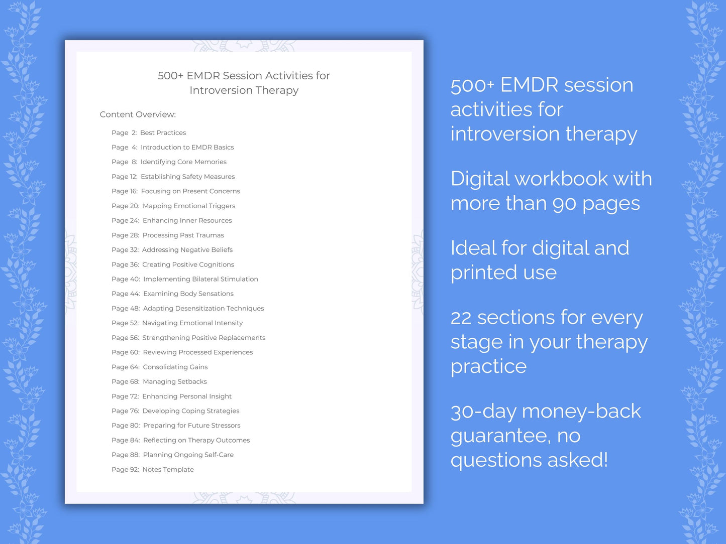 Introversion Eye Movement Desensitization and Reprocessing (EMDR) Therapist Worksheets