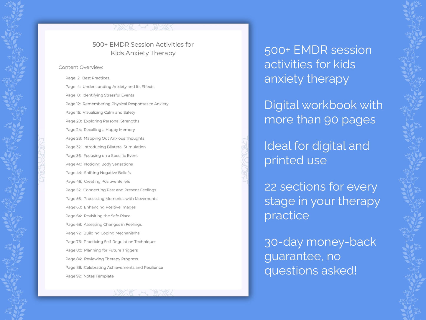 Kids Anxiety Eye Movement Desensitization and Reprocessing (EMDR) Therapist Worksheets