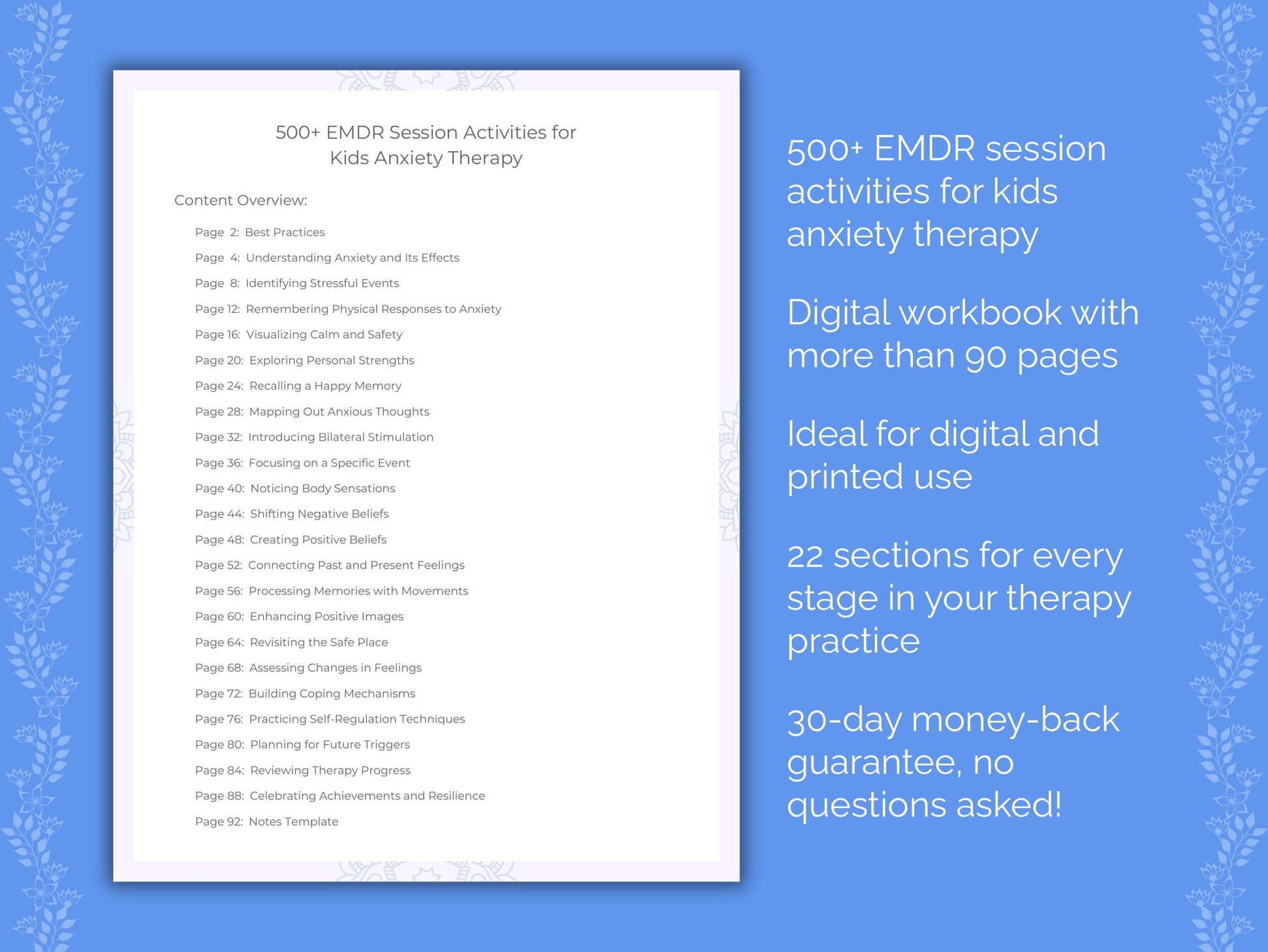 Kids Anxiety Eye Movement Desensitization and Reprocessing (EMDR) Therapist Worksheets