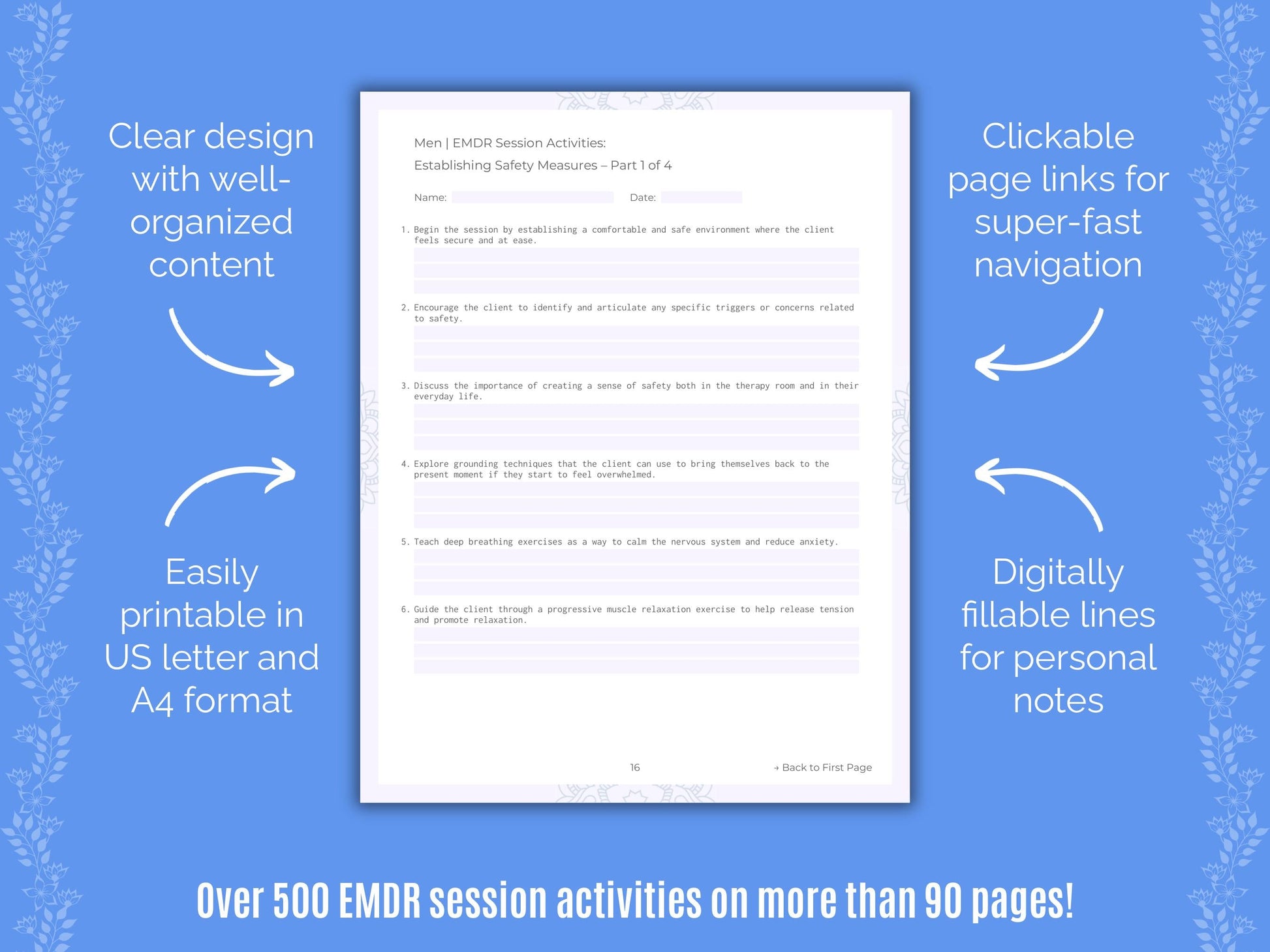 Men Eye Movement Desensitization and Reprocessing (EMDR) Counseling Templates