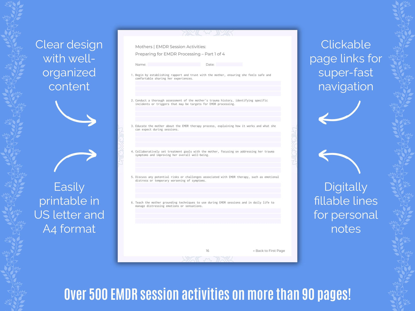 Mothers Eye Movement Desensitization and Reprocessing (EMDR) Counseling Templates