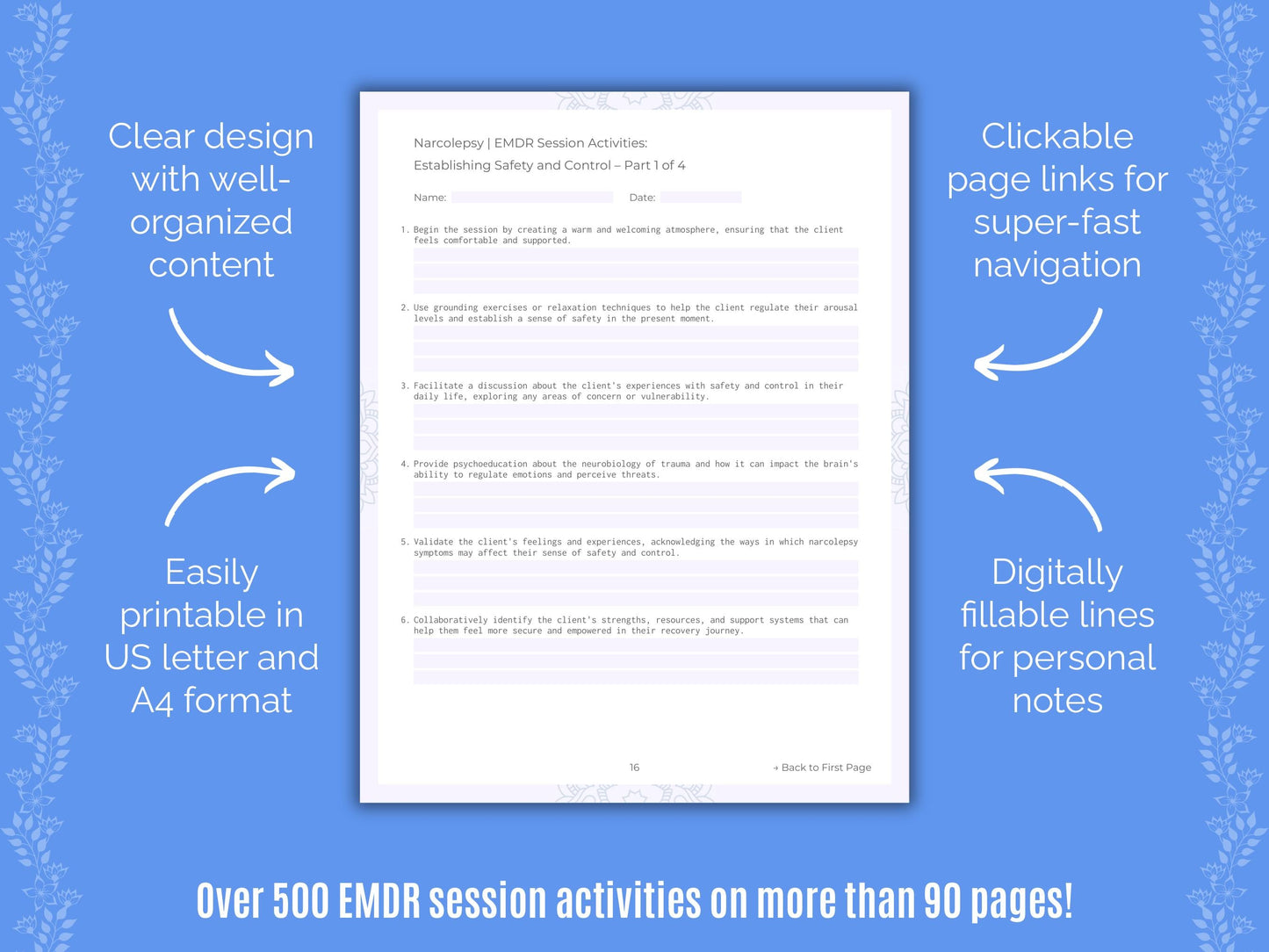 Narcolepsy Eye Movement Desensitization and Reprocessing (EMDR) Counseling Templates