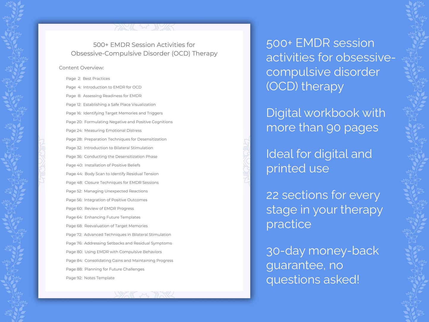 Obsessive-Compulsive Disorder (OCD) Eye Movement Desensitization and Reprocessing (EMDR) Therapist Worksheets