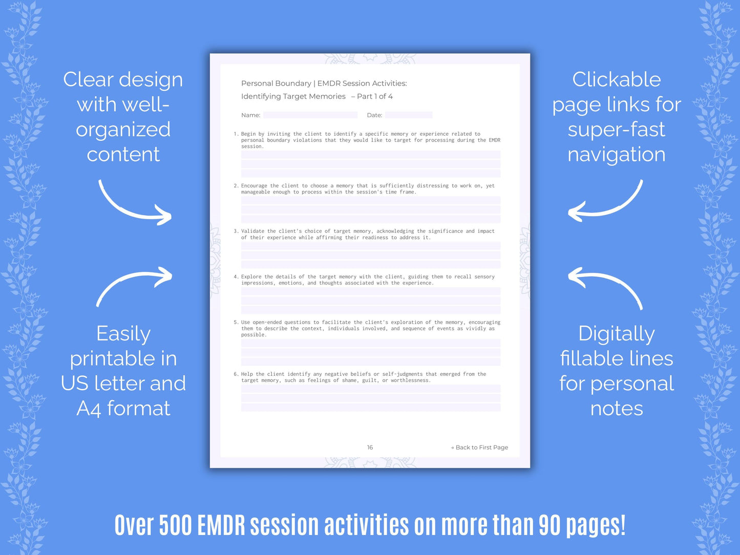 Personal Boundary Eye Movement Desensitization and Reprocessing (EMDR) Counseling Templates