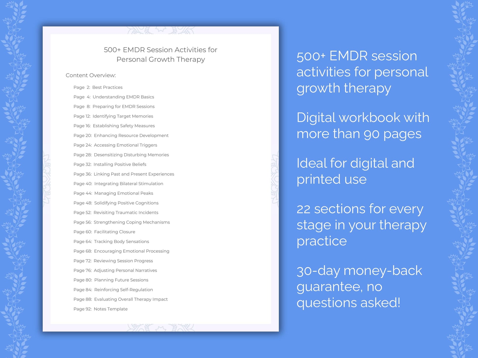 Personal Growth Eye Movement Desensitization and Reprocessing (EMDR) Therapist Worksheets