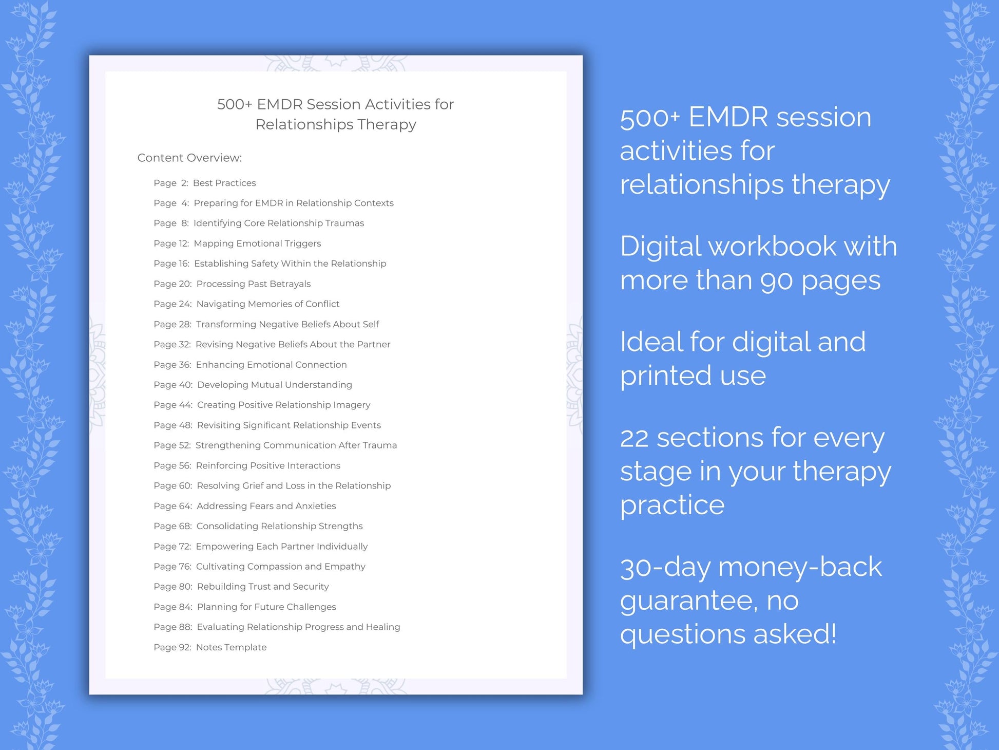 Relationships Eye Movement Desensitization and Reprocessing (EMDR) Therapist Worksheets