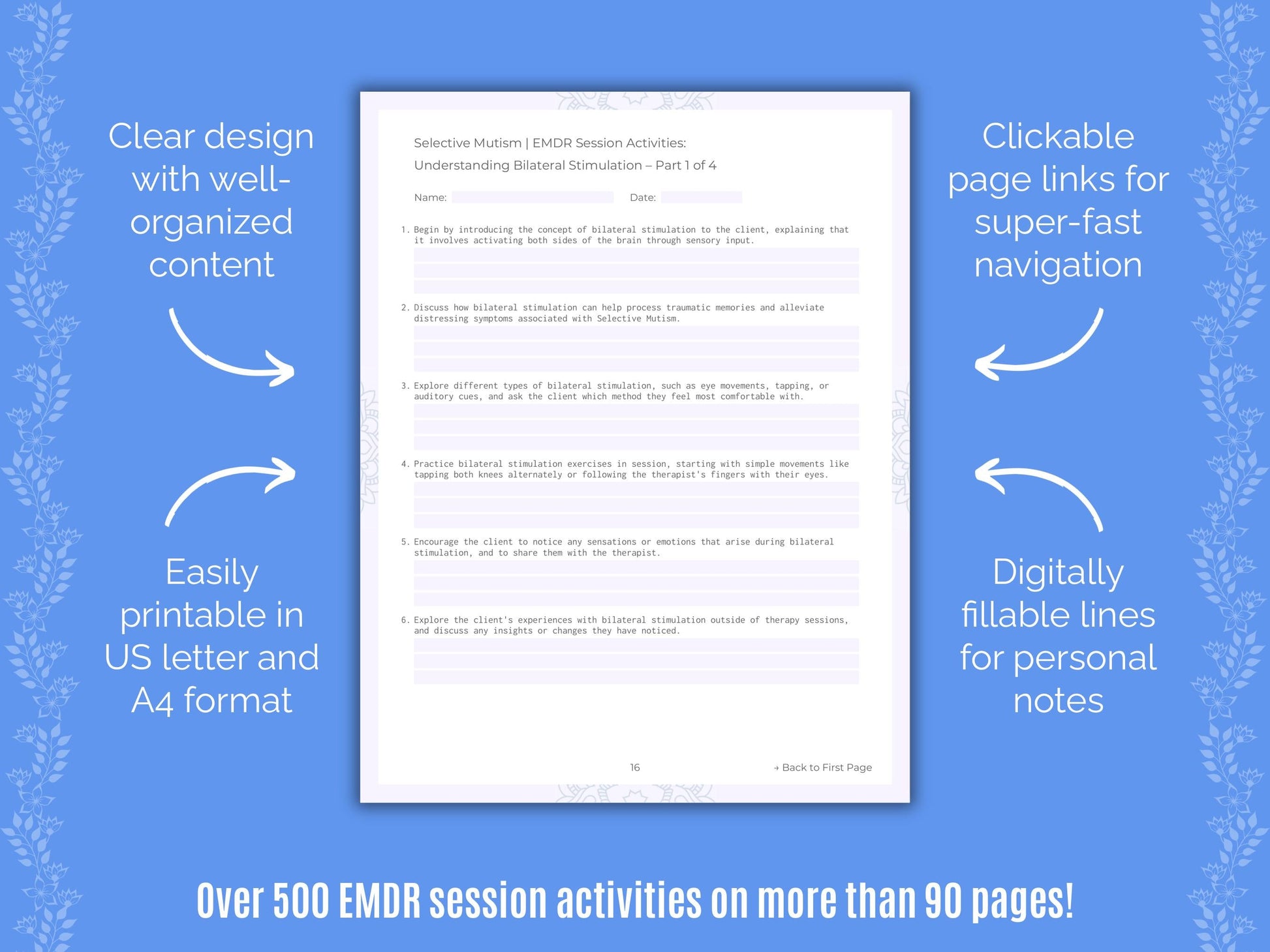 Selective Mutism Eye Movement Desensitization and Reprocessing (EMDR) Counseling Templates