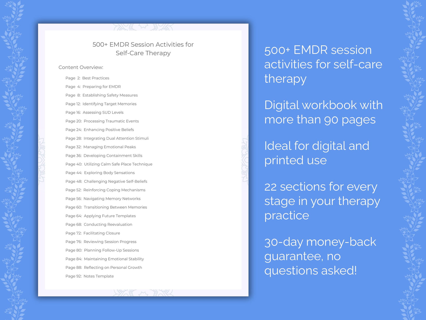Self-Care Eye Movement Desensitization and Reprocessing (EMDR) Therapist Worksheets