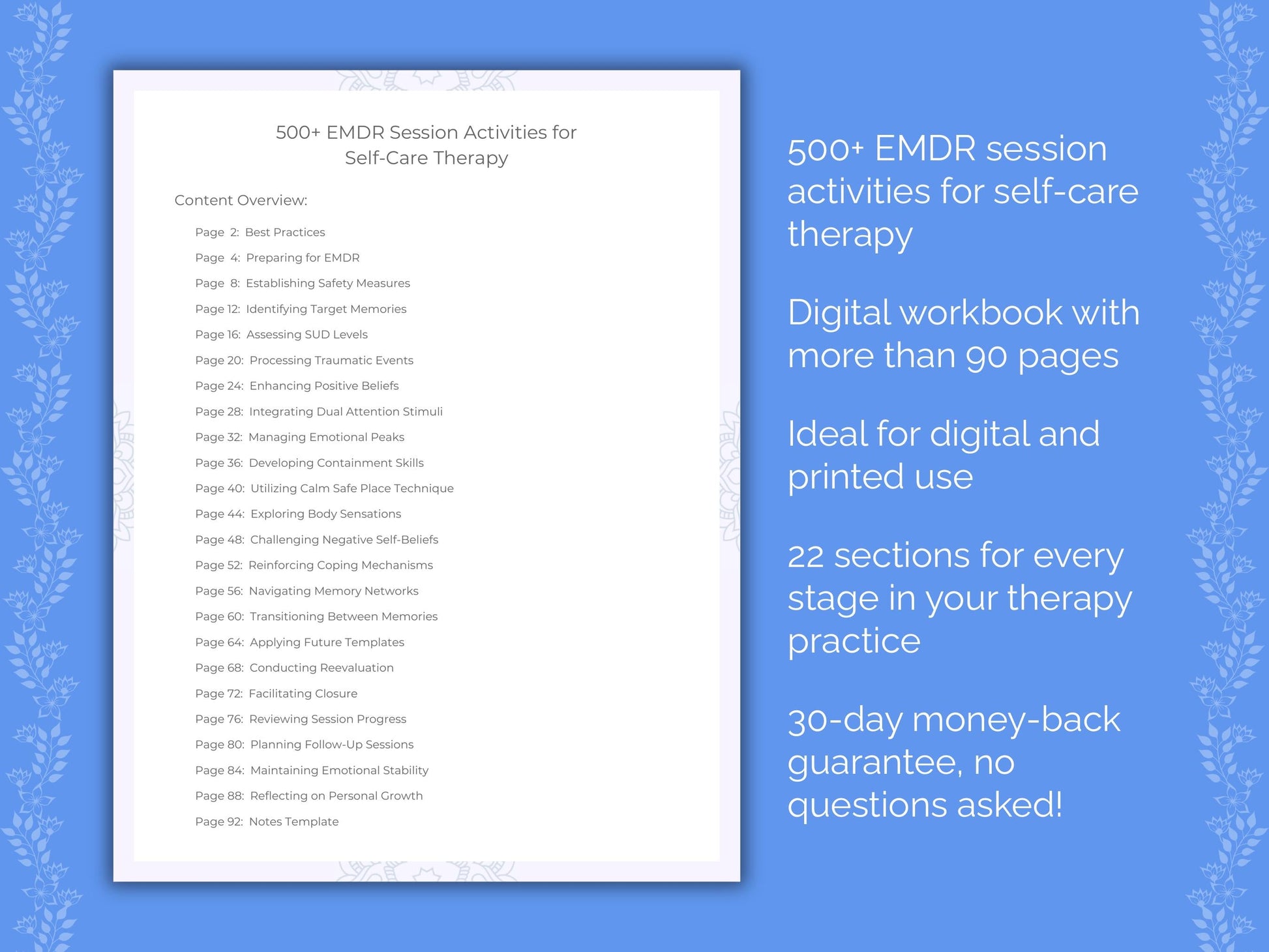 Self-Care Eye Movement Desensitization and Reprocessing (EMDR) Therapist Worksheets
