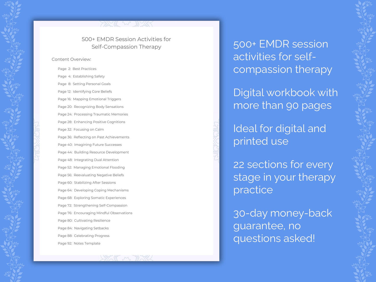 Self-Compassion Eye Movement Desensitization and Reprocessing (EMDR) Therapist Worksheets