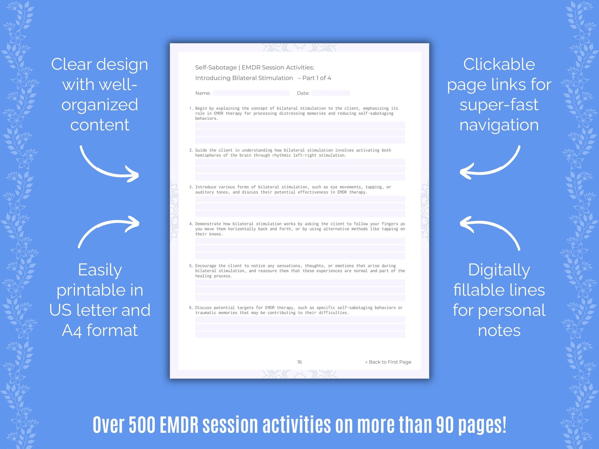 Self-Sabotage Eye Movement Desensitization and Reprocessing (EMDR) Counseling Templates