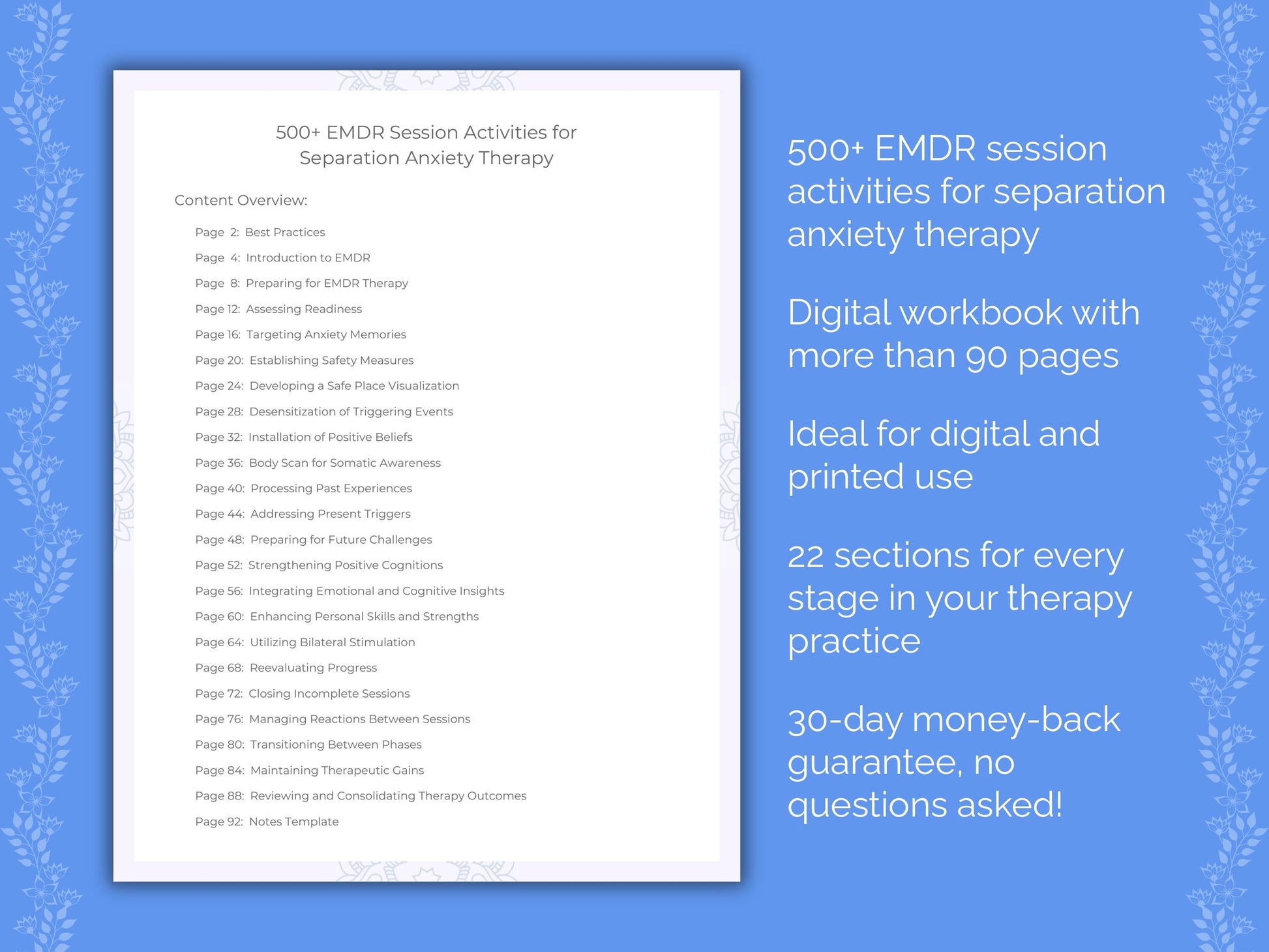 Separation Anxiety Eye Movement Desensitization and Reprocessing (EMDR) Therapist Worksheets