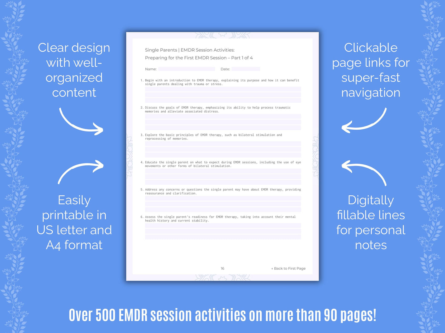 Single Parents Eye Movement Desensitization and Reprocessing (EMDR) Counseling Templates