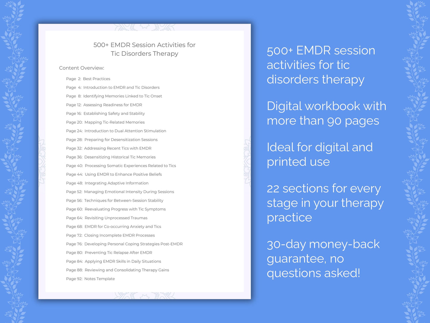 Tic Disorders Eye Movement Desensitization and Reprocessing (EMDR) Therapist Worksheets