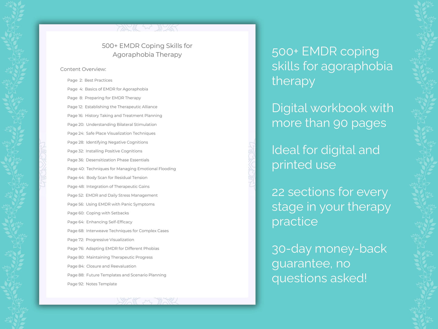 Agoraphobia Eye Movement Desensitization and Reprocessing (EMDR) Therapist Worksheets