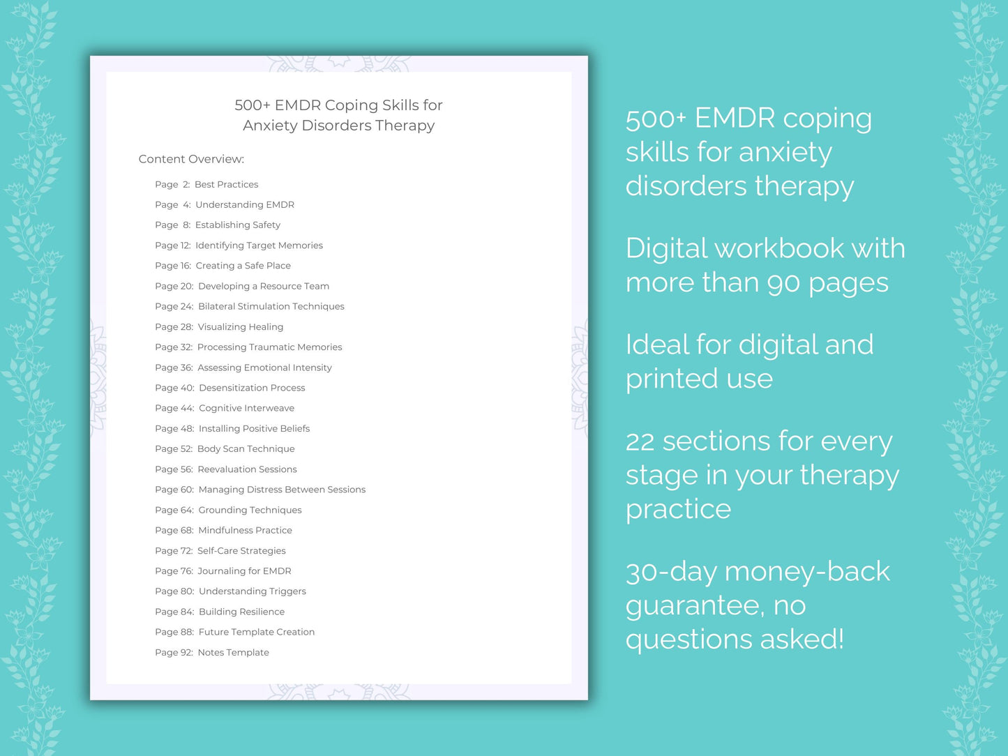 Anxiety Disorders Eye Movement Desensitization and Reprocessing (EMDR) Therapist Worksheets