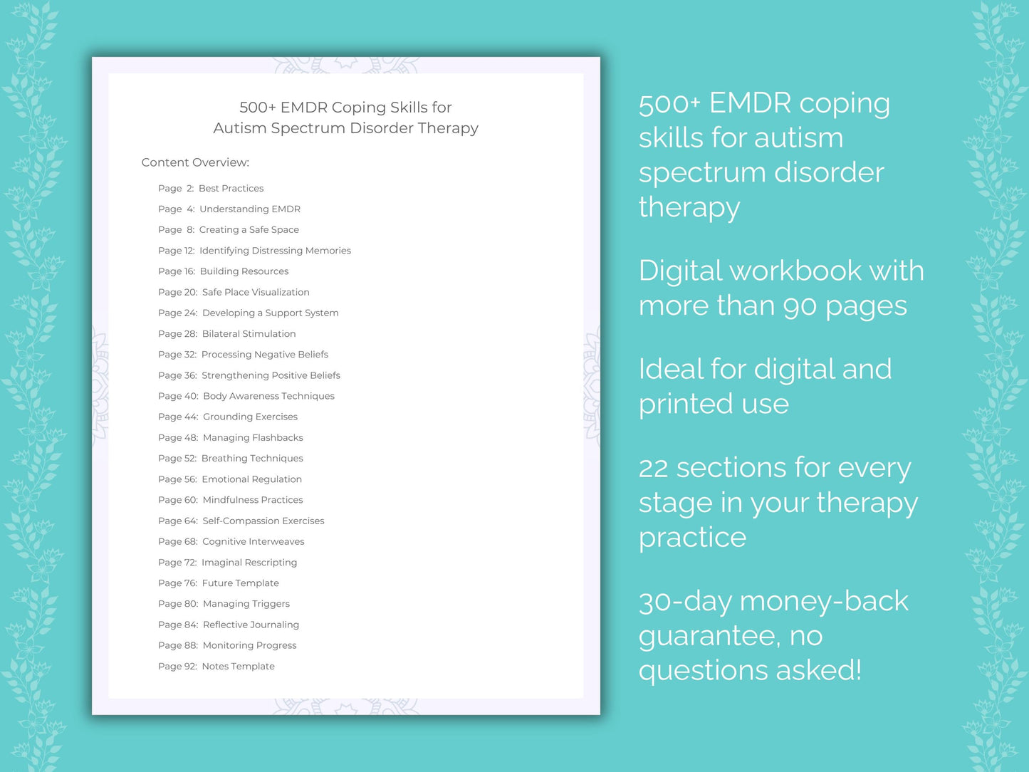 Autism Spectrum Disorder Eye Movement Desensitization and Reprocessing (EMDR) Therapist Worksheets