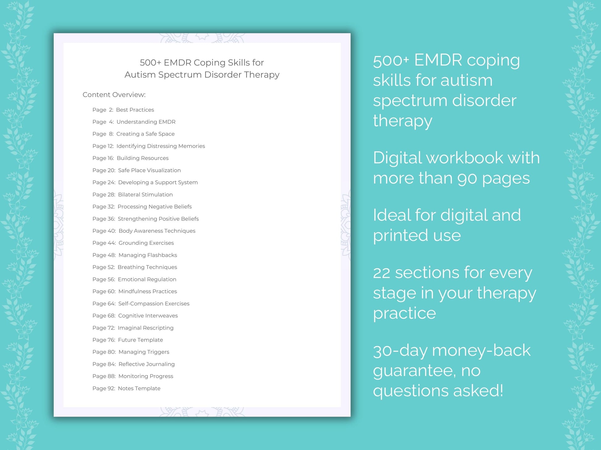 Autism Spectrum Disorder Eye Movement Desensitization and Reprocessing (EMDR) Therapist Worksheets