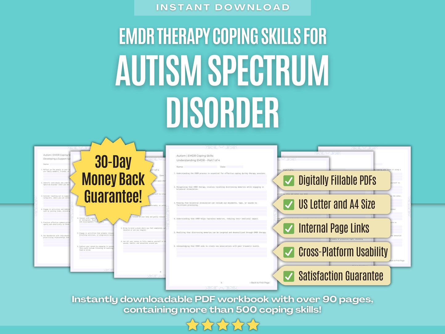 Autism Spectrum Disorder Eye Movement Desensitization and Reprocessing (EMDR) Psychology Workbooks