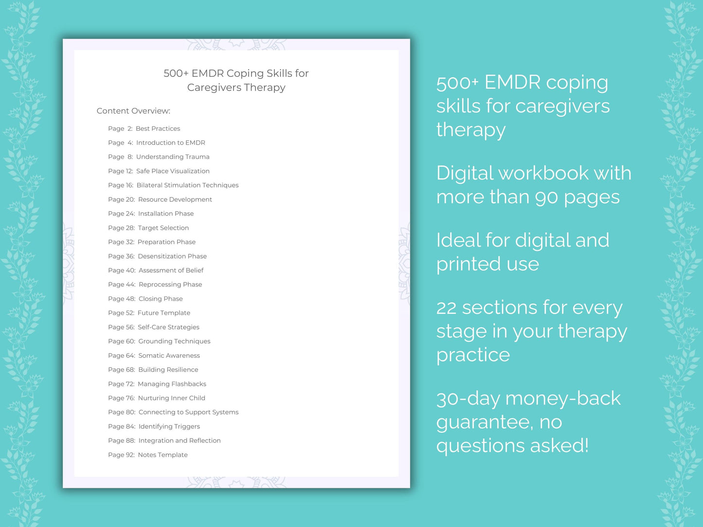 Caregivers Eye Movement Desensitization and Reprocessing (EMDR) Therapist Worksheets