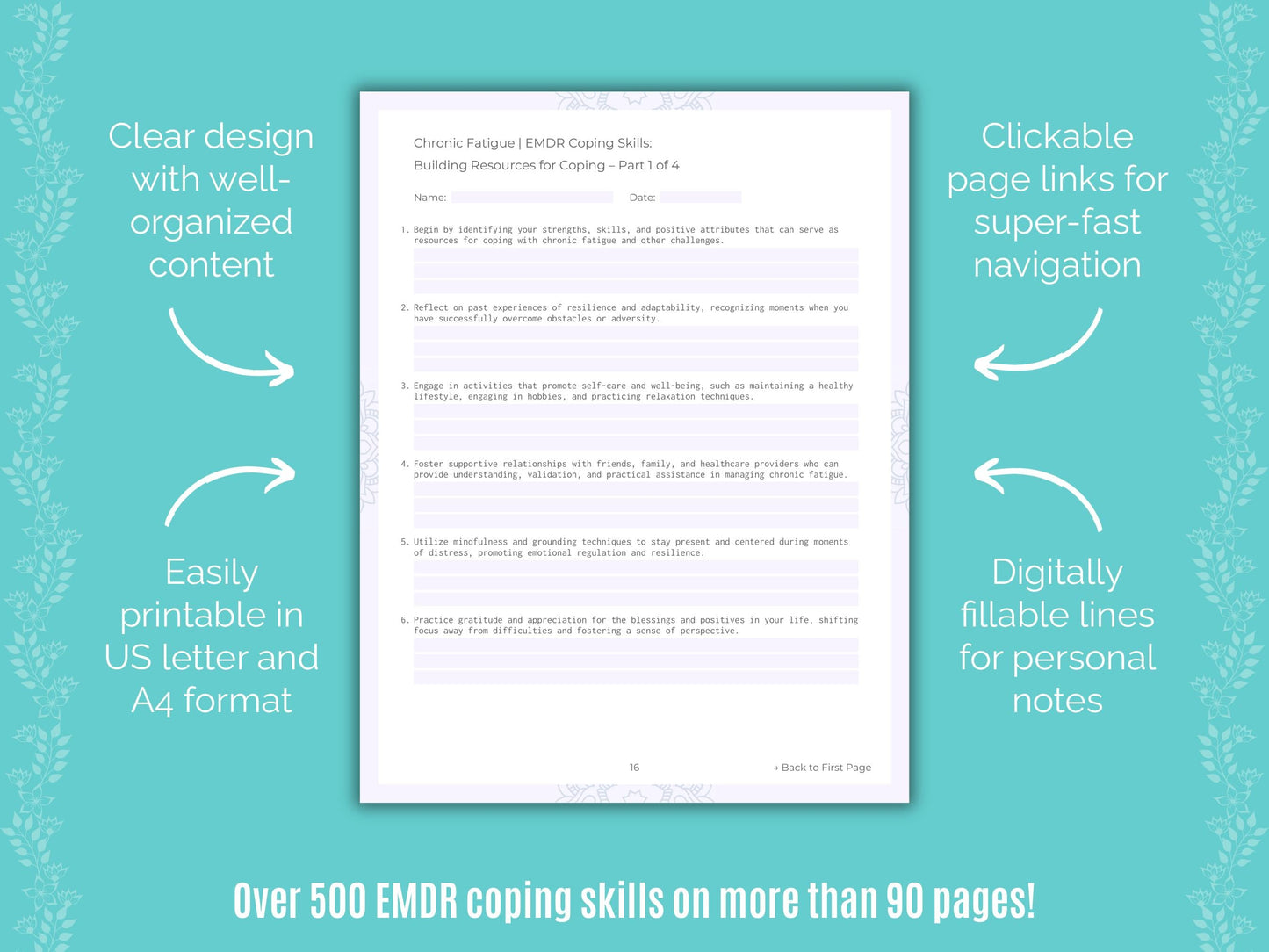 Chronic Fatigue Eye Movement Desensitization and Reprocessing (EMDR) Counseling Templates