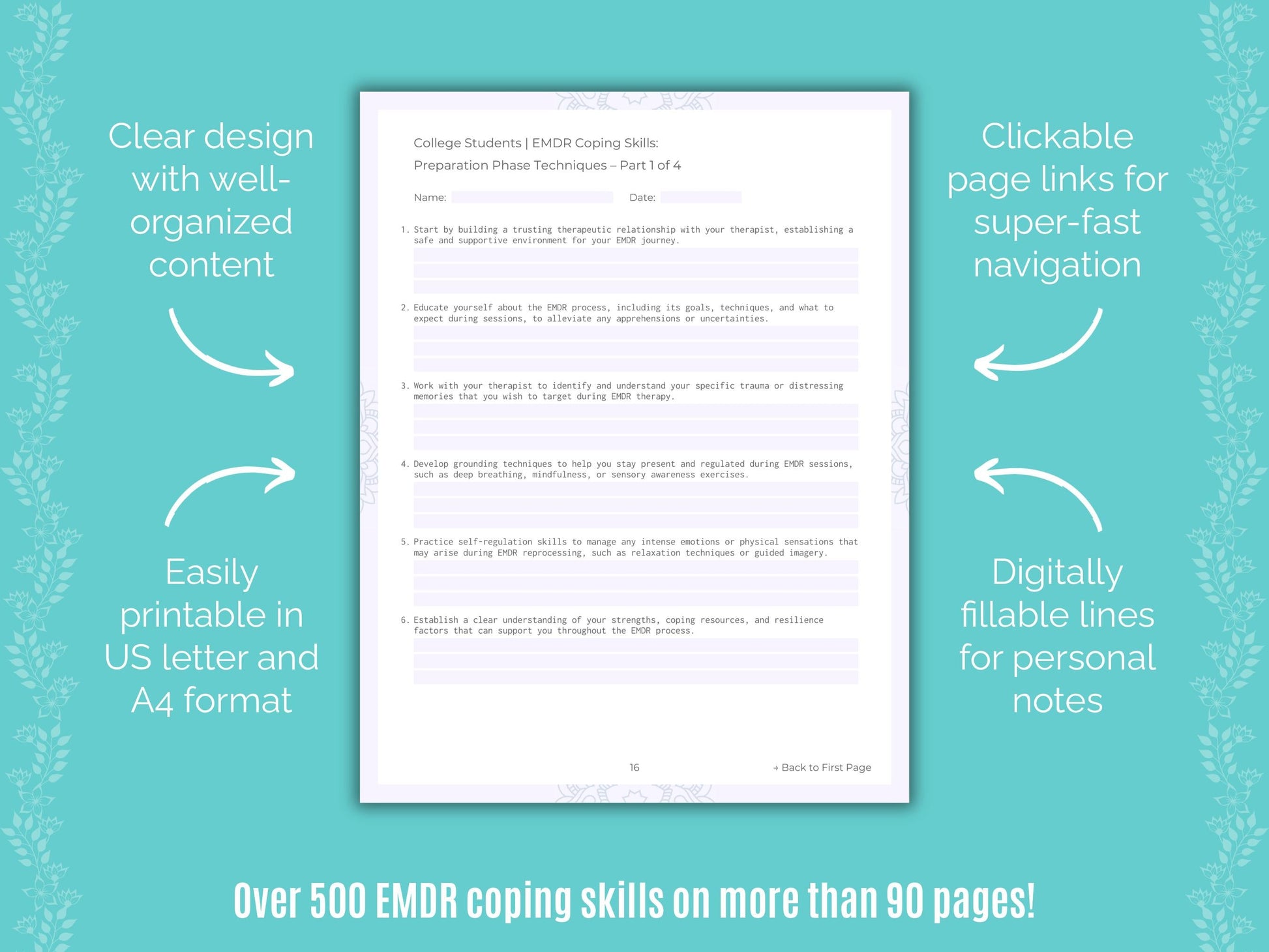 College Students Eye Movement Desensitization and Reprocessing (EMDR) Counseling Templates