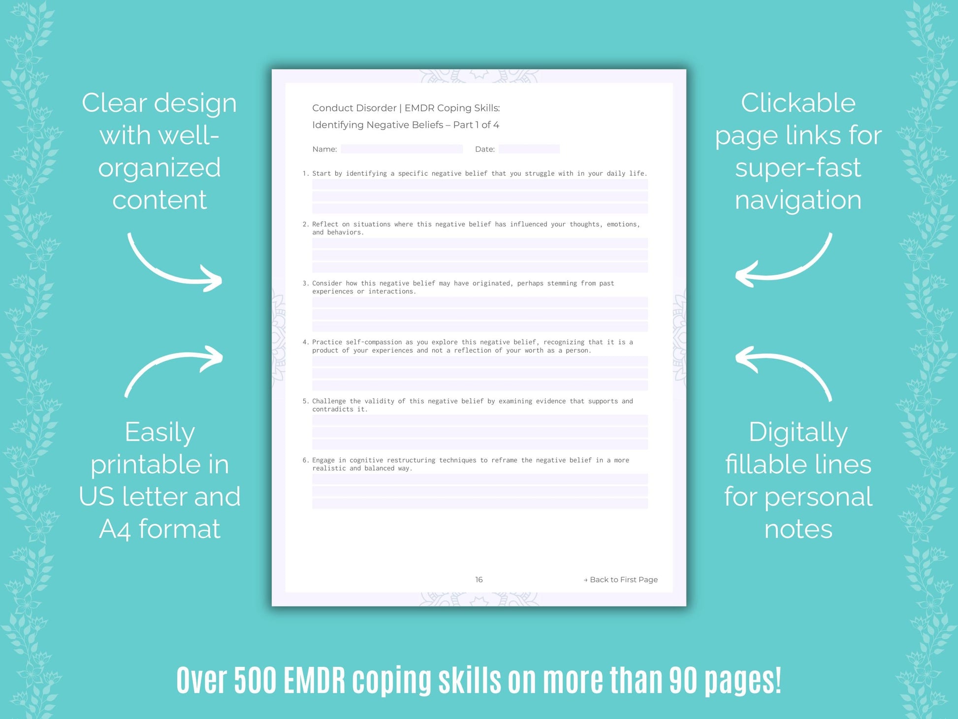 Conduct Disorder Eye Movement Desensitization and Reprocessing (EMDR) Counseling Templates