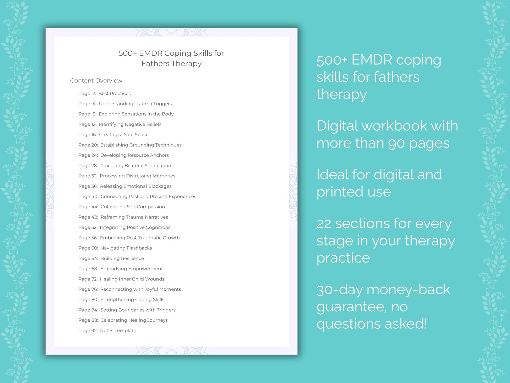 Fathers Eye Movement Desensitization and Reprocessing (EMDR) Therapist Worksheets