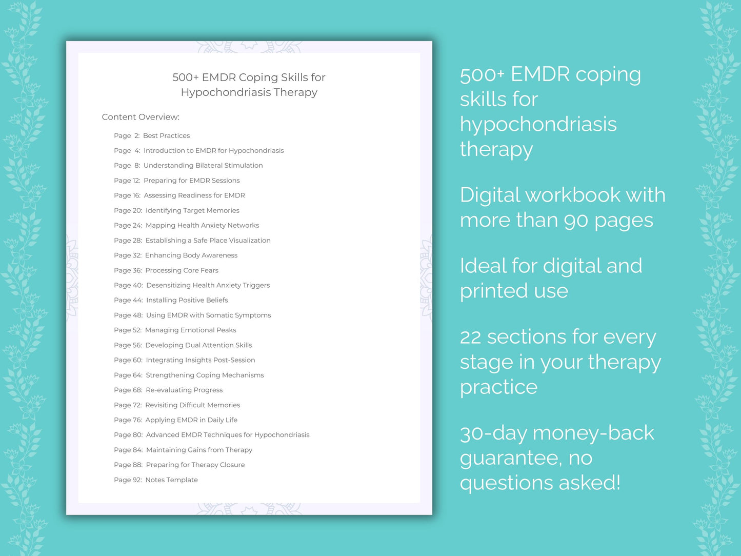 Hypochondriasis Eye Movement Desensitization and Reprocessing (EMDR) Therapist Worksheets