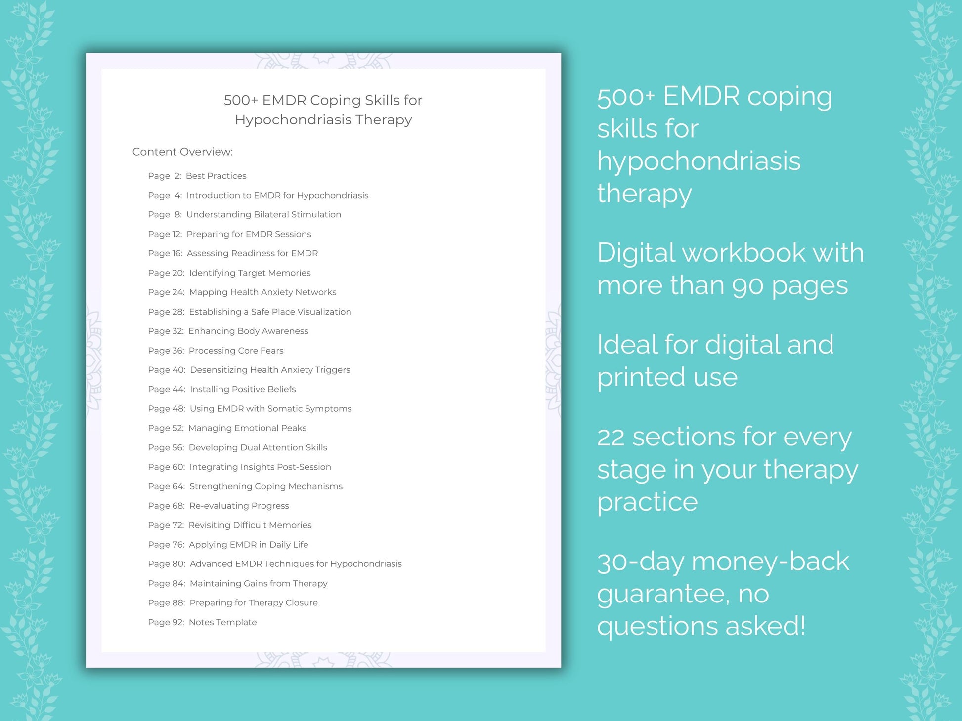 Hypochondriasis Eye Movement Desensitization and Reprocessing (EMDR) Therapist Worksheets