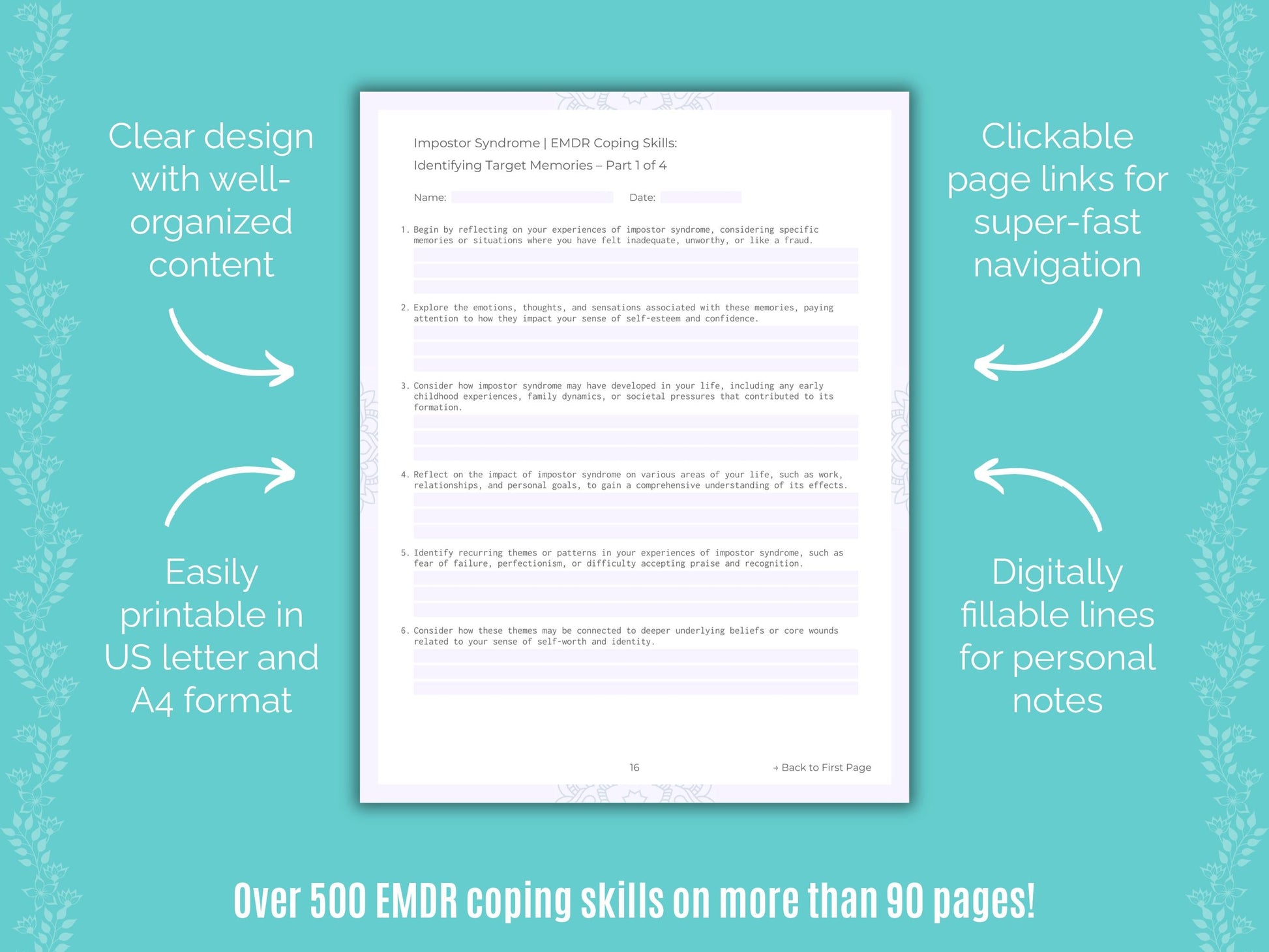 Impostor Syndrome Eye Movement Desensitization and Reprocessing (EMDR) Counseling Templates