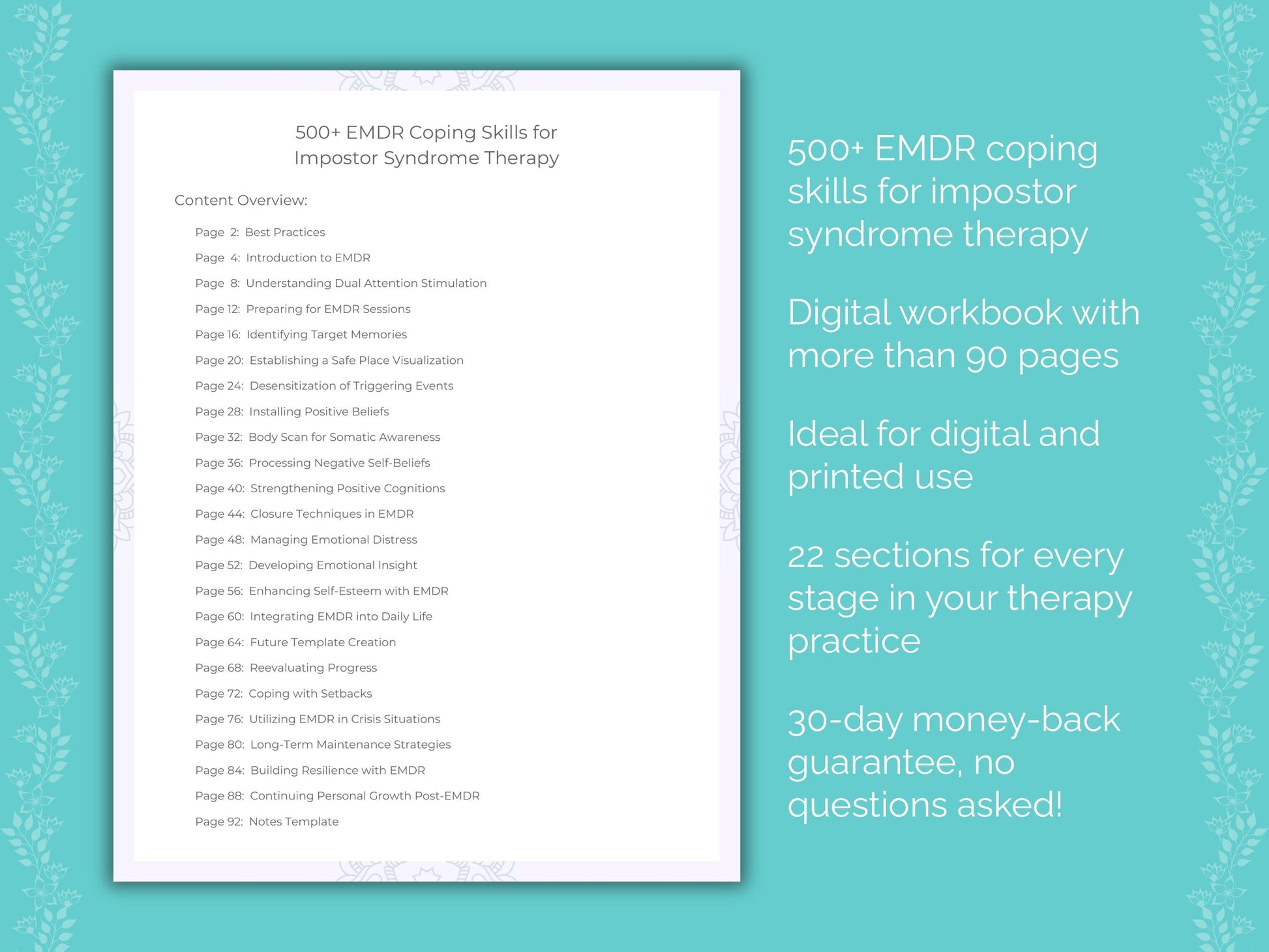 Impostor Syndrome Eye Movement Desensitization and Reprocessing (EMDR) Therapist Worksheets