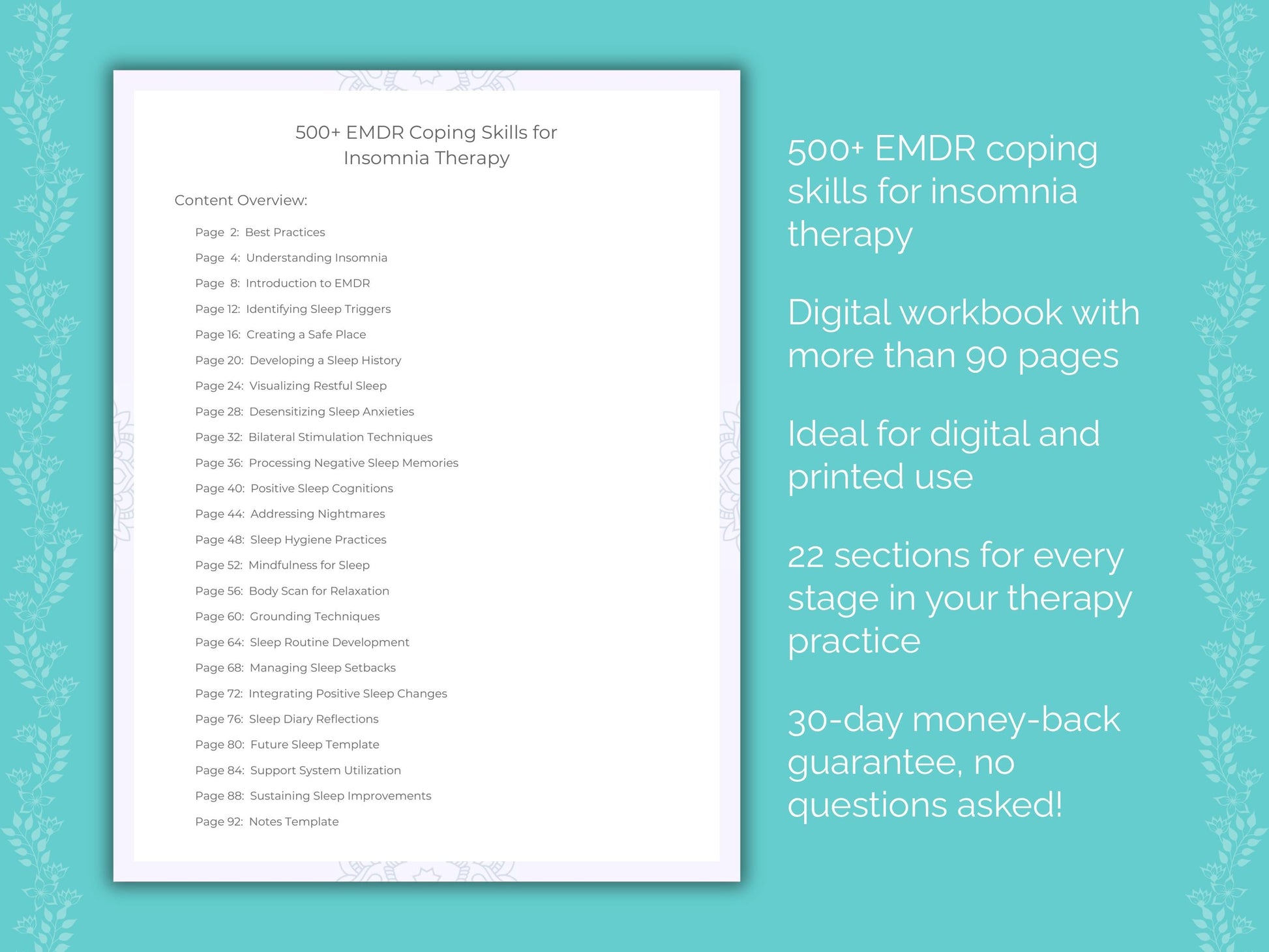 Insomnia Eye Movement Desensitization and Reprocessing (EMDR) Therapist Worksheets