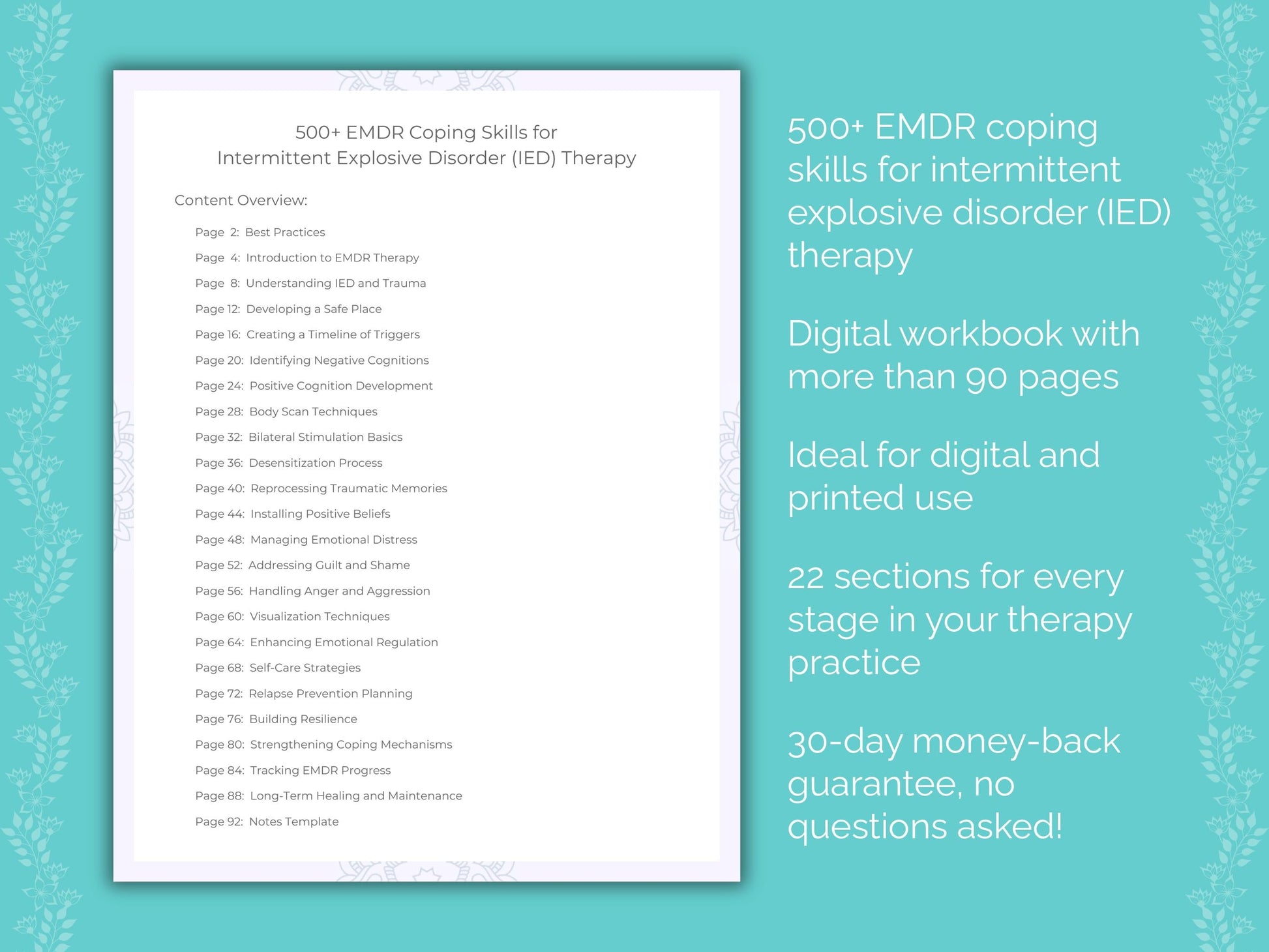 Intermittent Explosive Disorder (IED) Eye Movement Desensitization and Reprocessing (EMDR) Therapist Worksheets