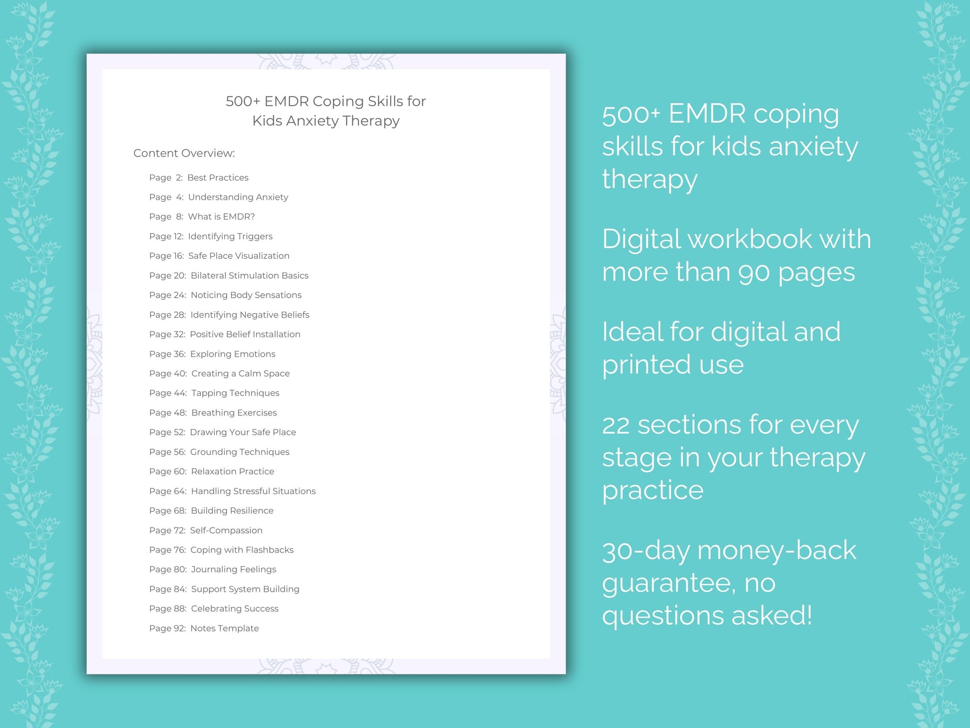 Kids Anxiety Eye Movement Desensitization and Reprocessing (EMDR) Therapist Worksheets