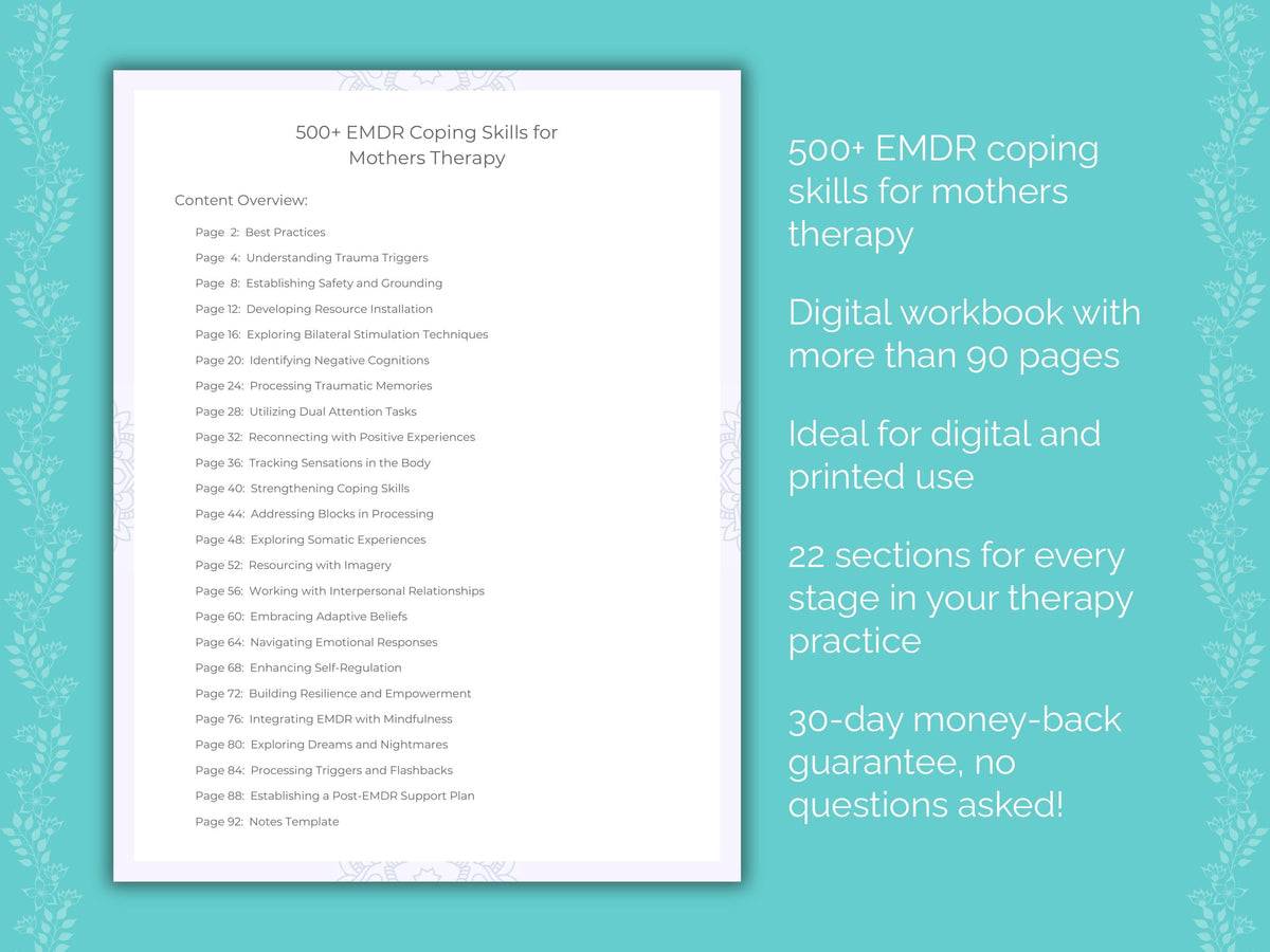 Mothers Eye Movement Desensitization and Reprocessing (EMDR) Therapist Worksheets