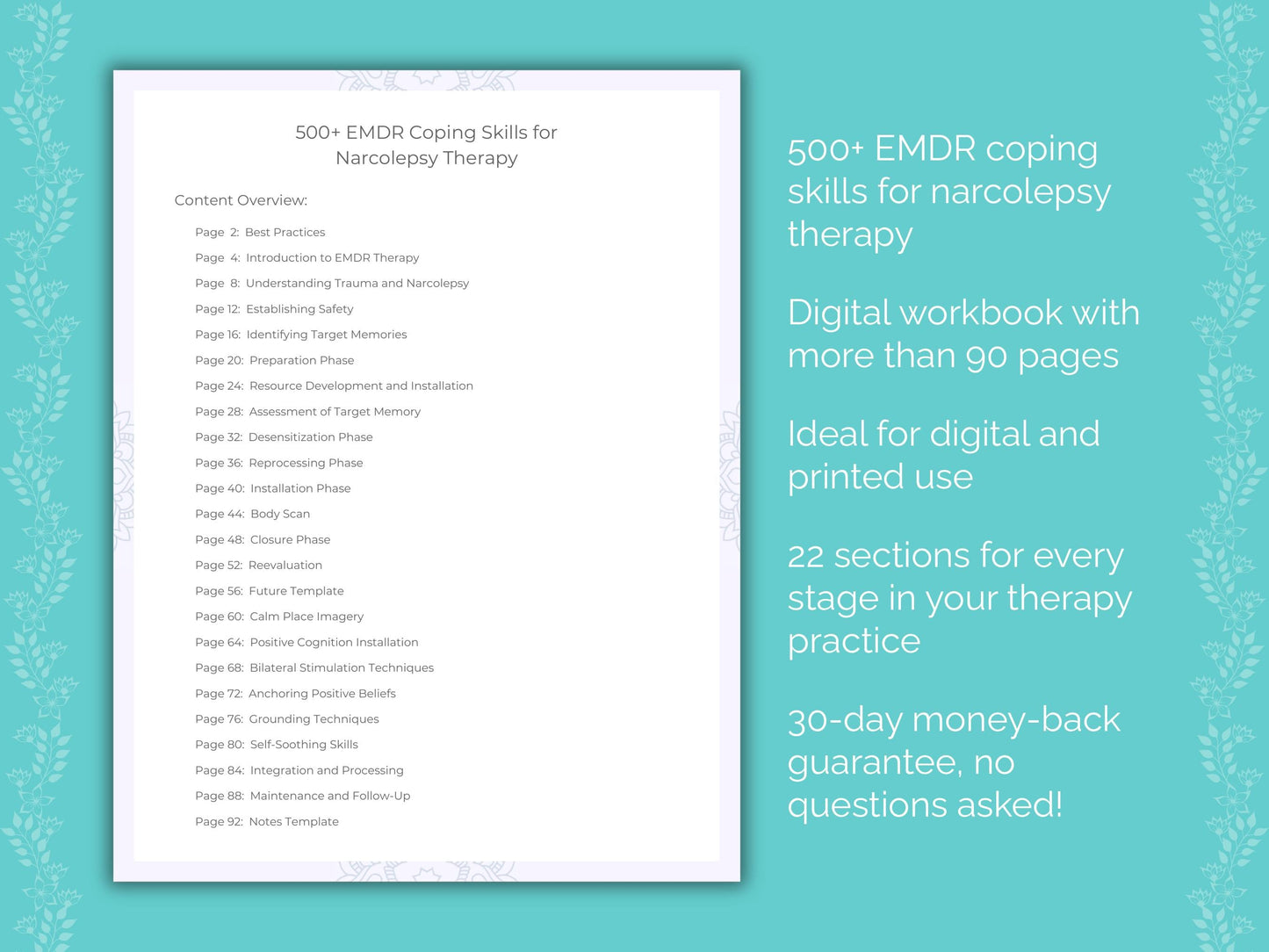 Narcolepsy Eye Movement Desensitization and Reprocessing (EMDR) Therapist Worksheets