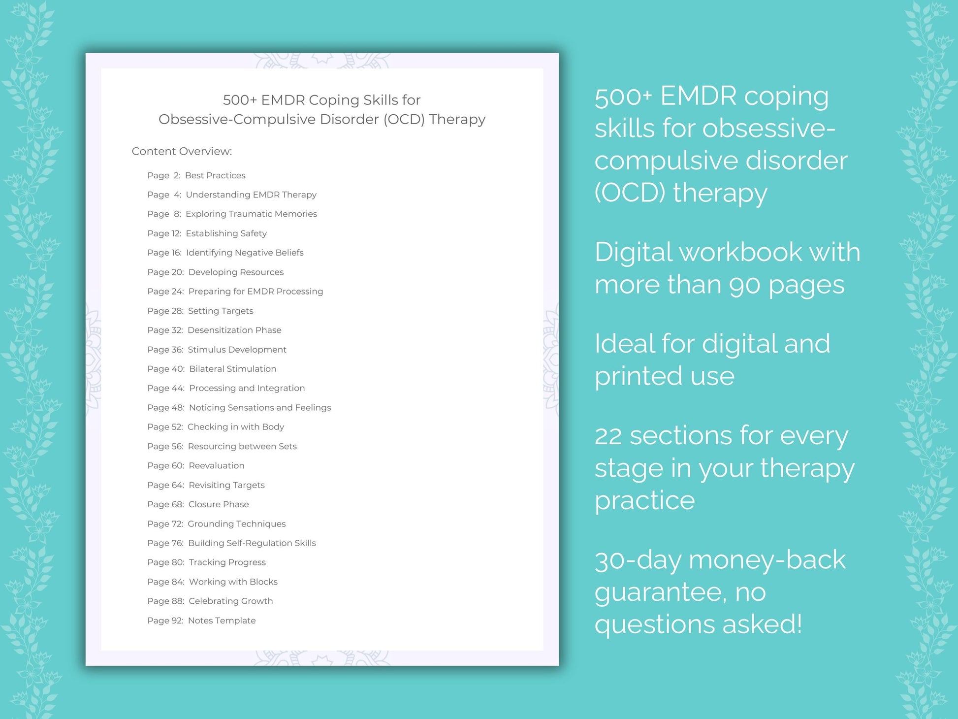 Obsessive-Compulsive Disorder (OCD) Eye Movement Desensitization and Reprocessing (EMDR) Therapist Worksheets